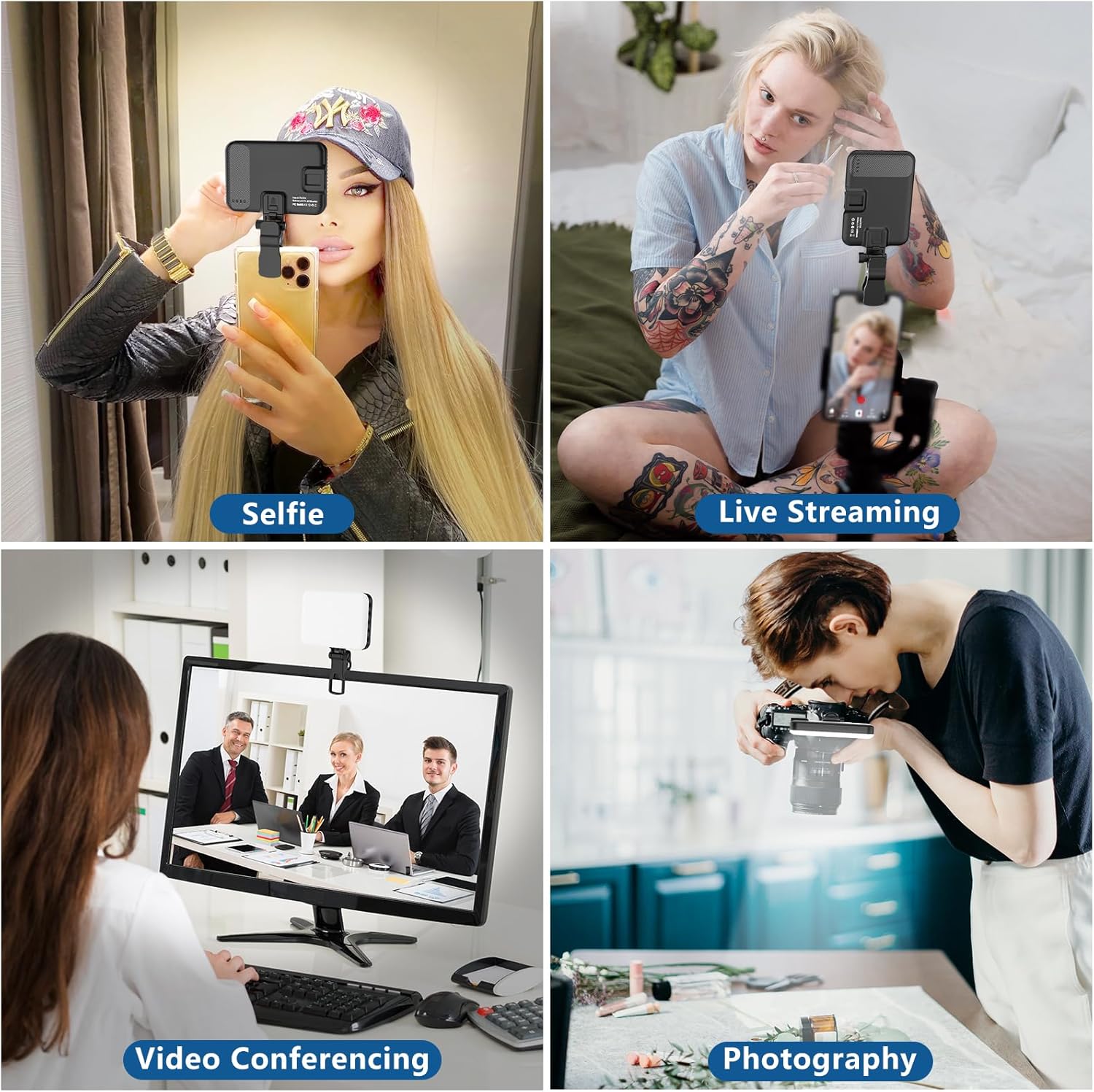 Thumbnail 4 de ALTSON 60 LED Portable Selfie Light (CRI 97+), Rechargeable Phone/Webcam Video Light with Clip & 1/4" Tripod Adapter