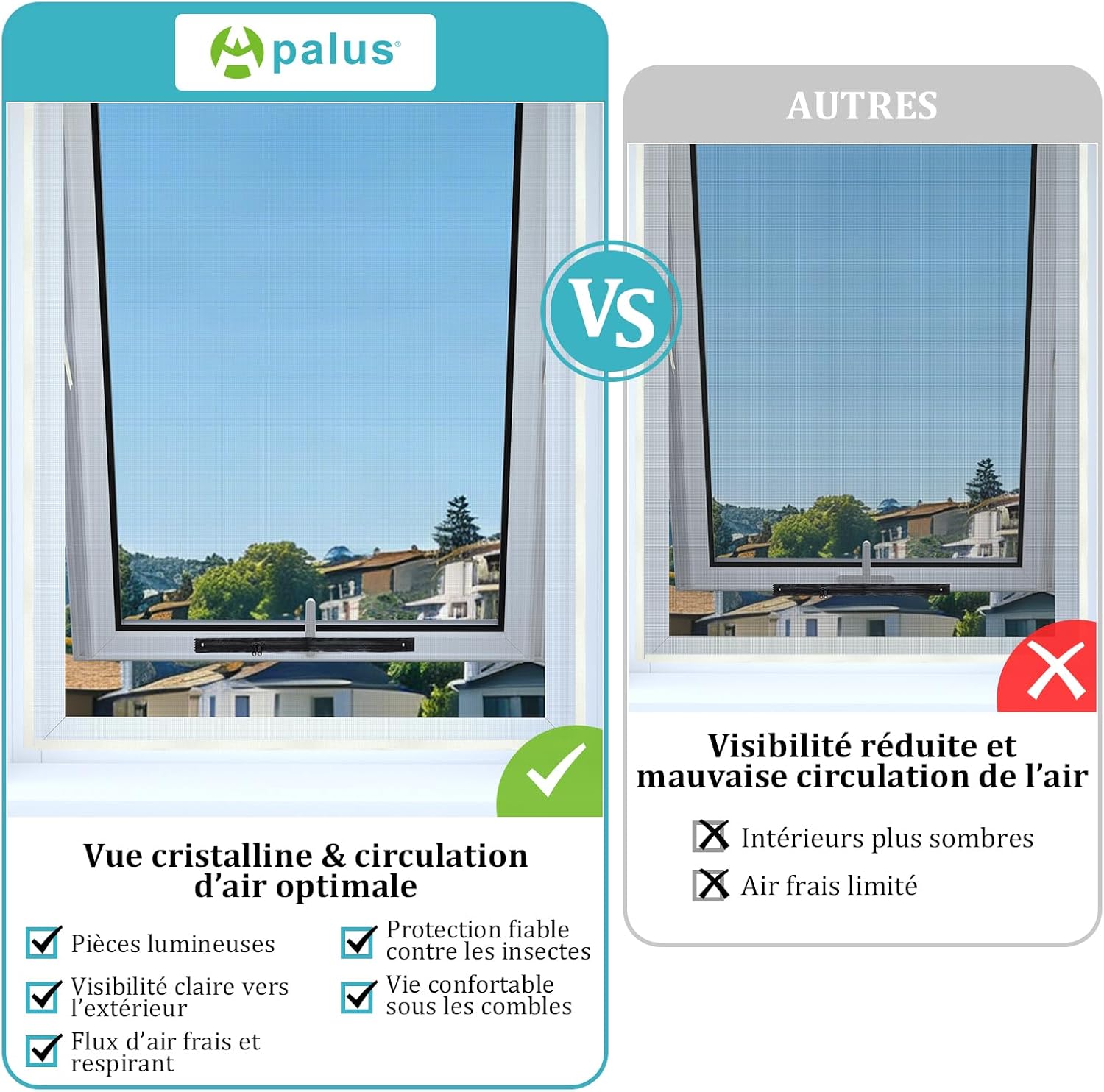 Thumbnail 3 de Moustiquaire Universelle Transparente Apalus pour Fenêtres – Lot de 4, 130 x 150 cm (Noir) – Facile à couper et à clipser