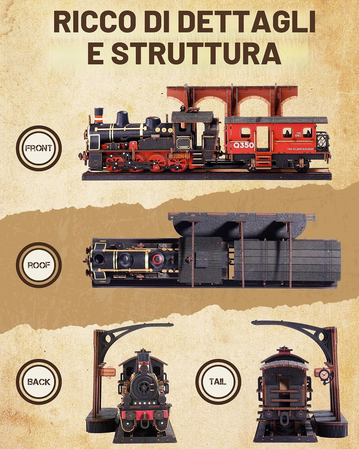 Thumbnail 4 de ROWOOD Puzzle 3D Treno a Vapore: modellismo in legno da costruire per adulti