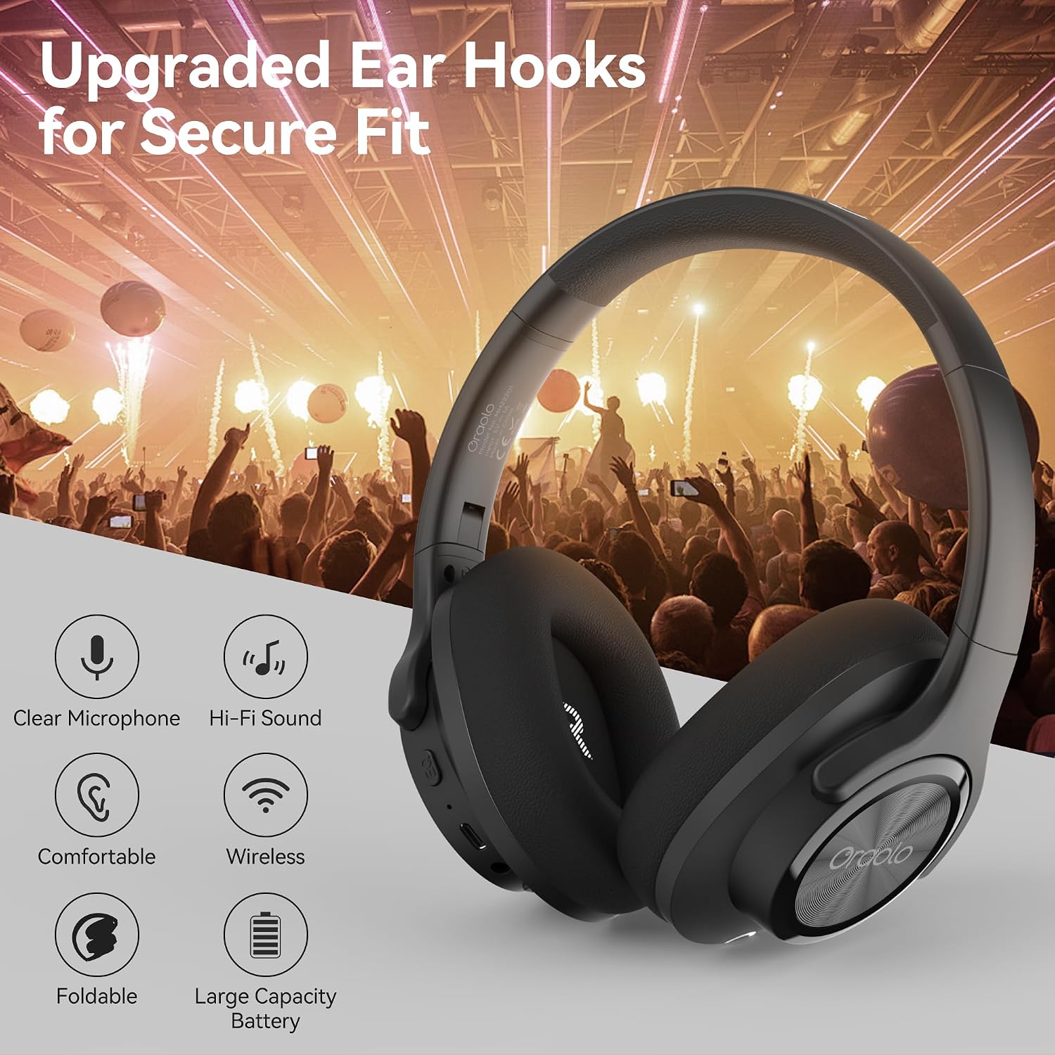 Detalle 2 de oraolo Bluetooth Headphones: Wireless Over-Ear, 60-Hour Battery, Foldable Comfort