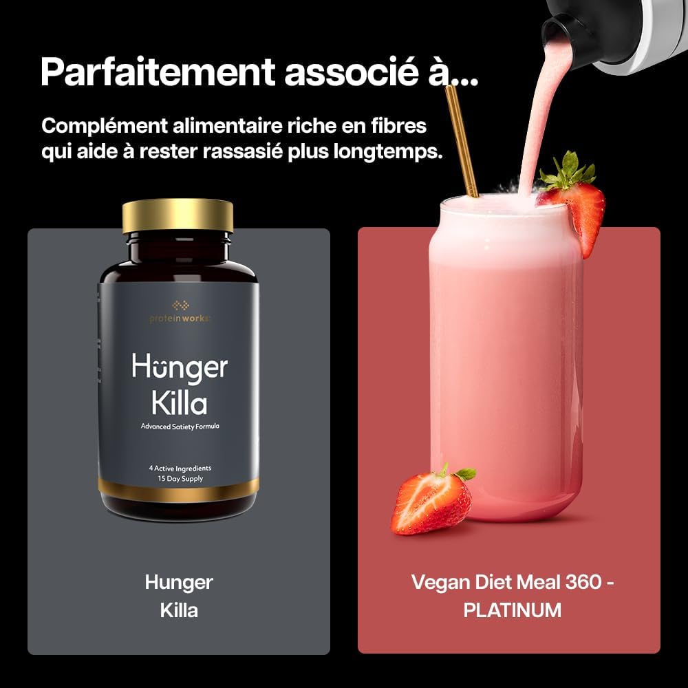 Thumbnail 6 de Protein Works | Vegan Diet Meal 360 – PLATINUM Innovation, Shake Repas Dietétique Fraise à la Crème, 1 kg