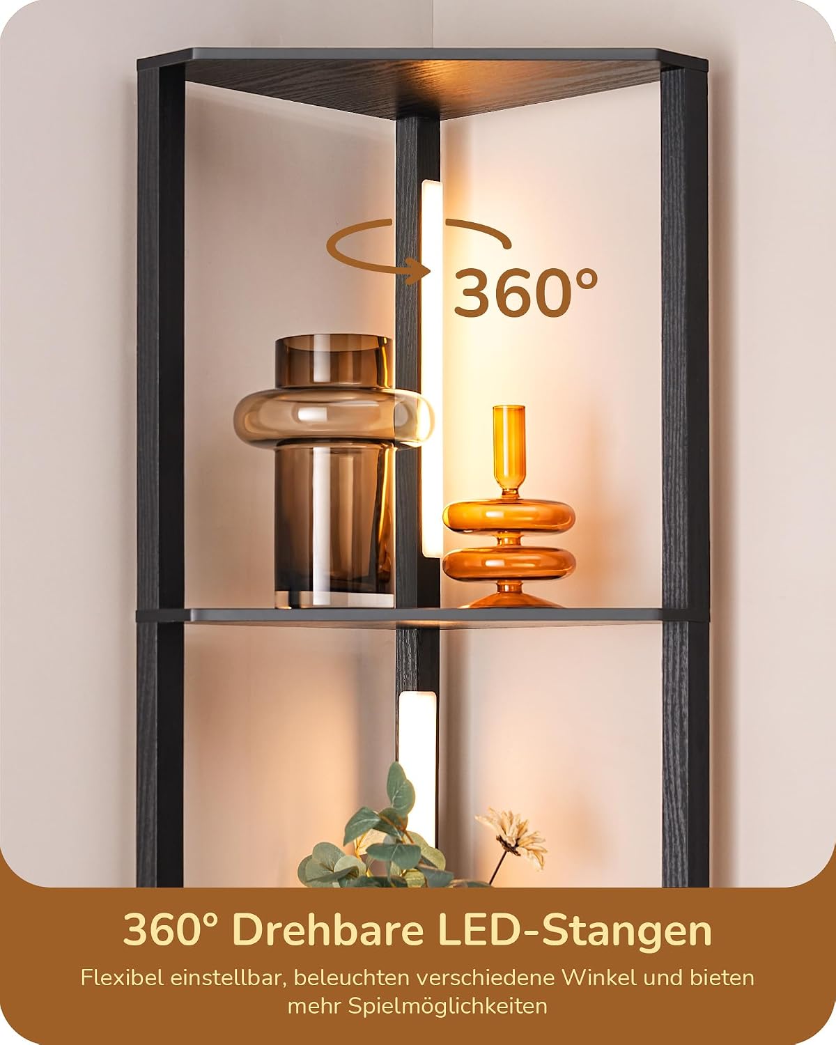Thumbnail 6 de EDISHINE ST-F31048 vloerlamp met hoekplanken, dimbare led en draaibare lichtstrip
