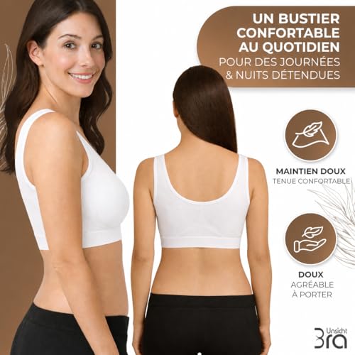 Detalle de UnsichtBra Femme Lot de 3 Soutiens-Gorge sans Armatures, Couture et Crochets | Confort quotidien (3XL)