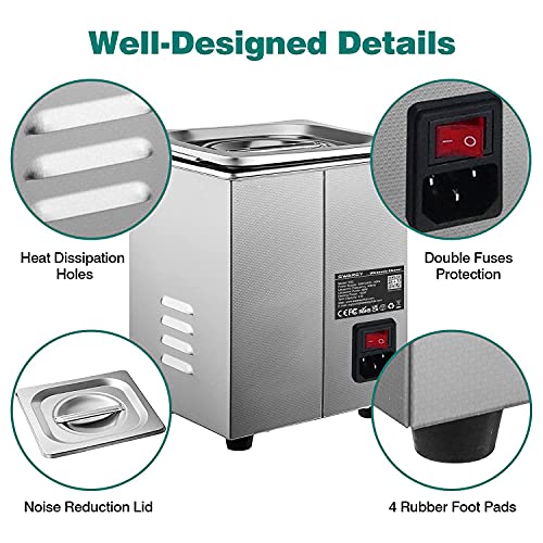Thumbnail 7 de SWAREY 2.5L Ultrasonic Cleaner with Degas, Timer and Heater — Professional Cleaning for Jewellery, Glasses, Watches and More