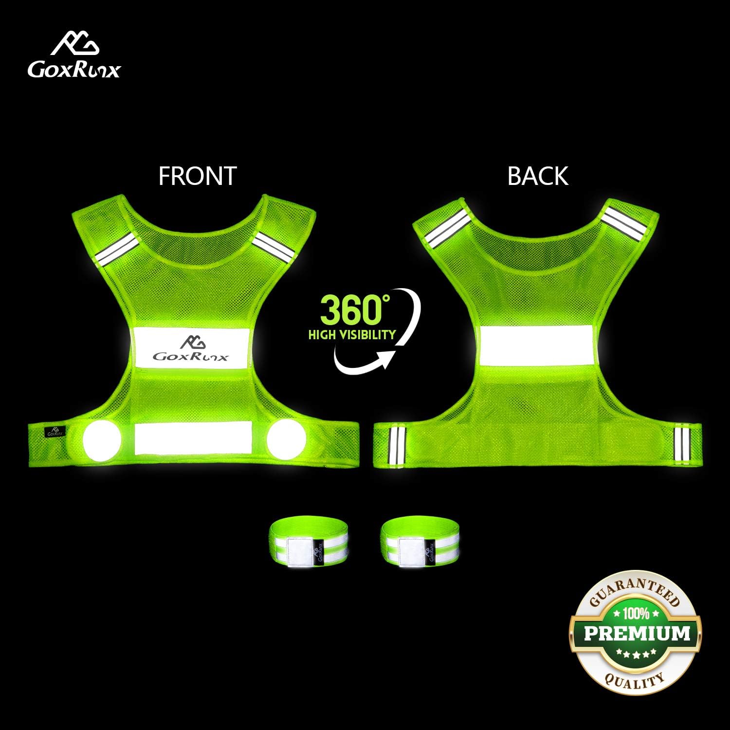 Detalle 2 de GoxRunx Reflective Running Vest with Adjustable Arm Bands and Zipper Pocket