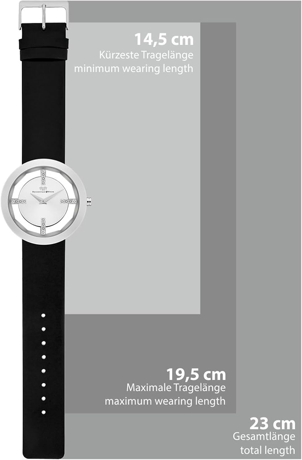 Detalle de Rhodenwald & Söhne 10010014 : montre femme analogique à quartz en acier inox et bracelet cuir