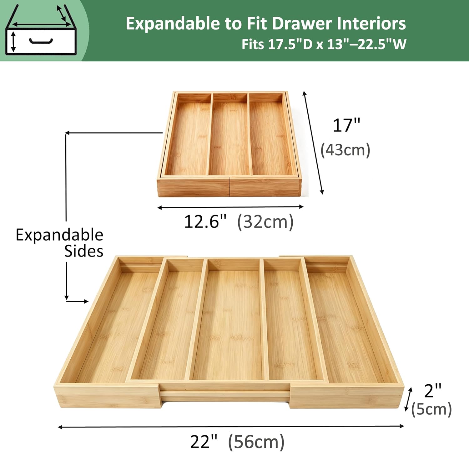 Thumbnail 2 de Utoplike Bamboo Kitchen Drawer Organizer ⚙