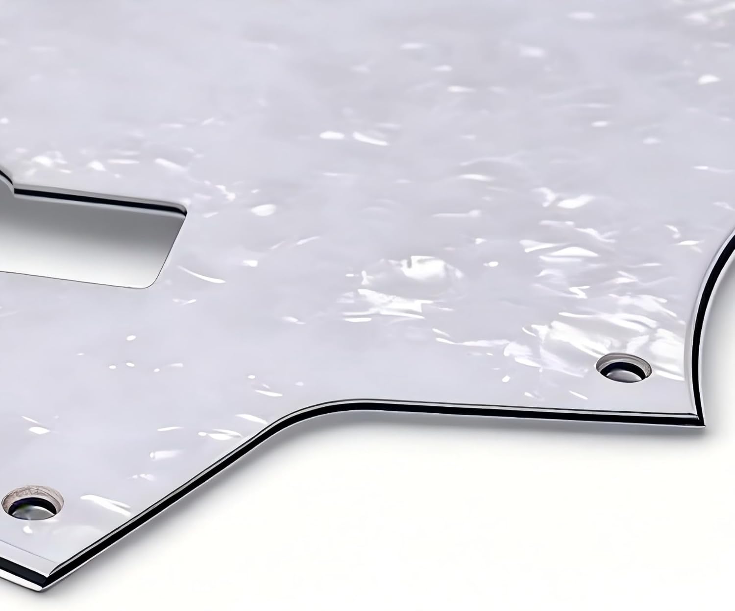 Detalle de VizEx Zevo VZ-013-White Pearl Jazz Bass Pickguard, 3-Ply, 10-Hole