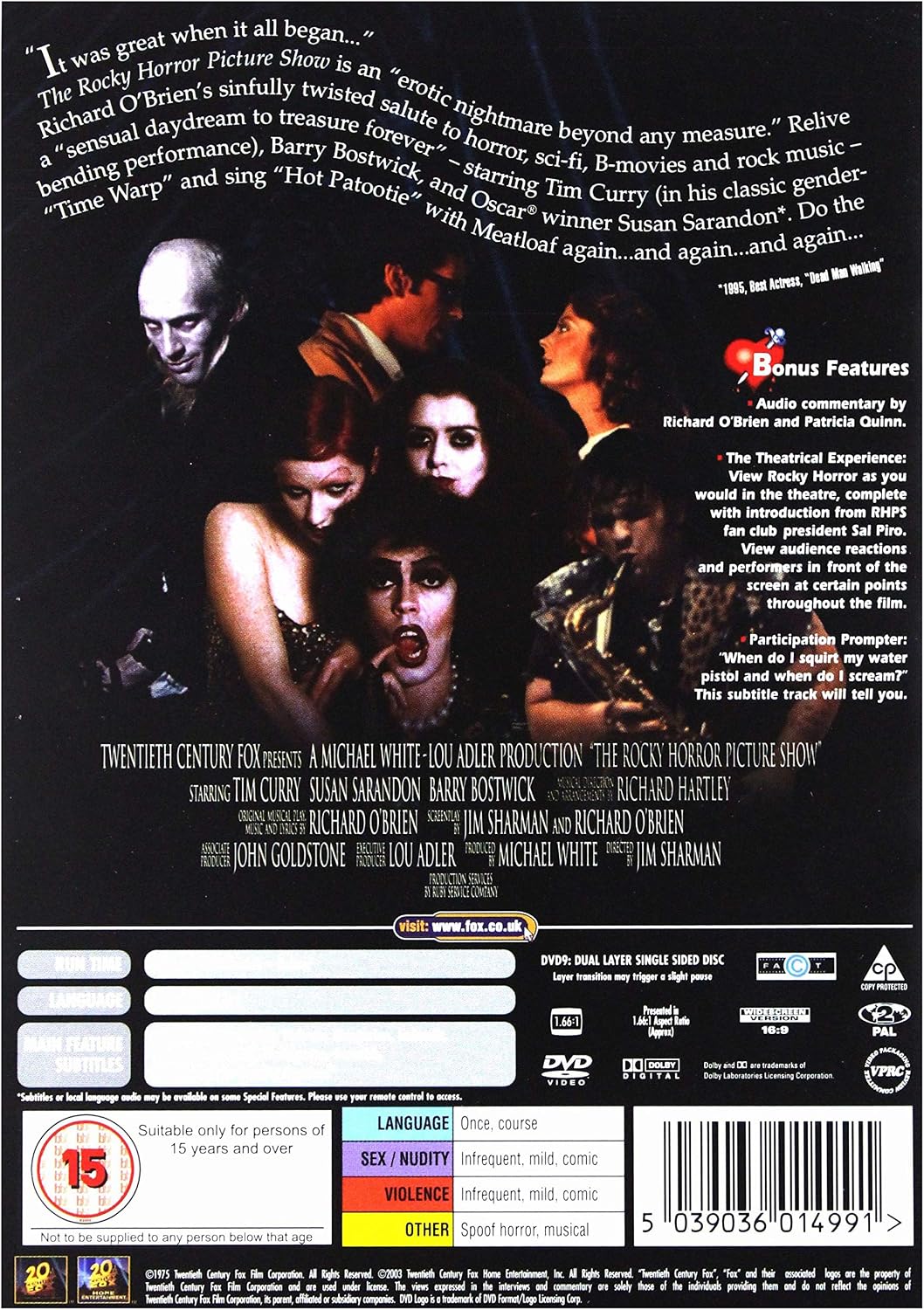 Detalle 2 de Rocky Horror Picture Show on DVD — 20th Century Studios (Amazon UK)