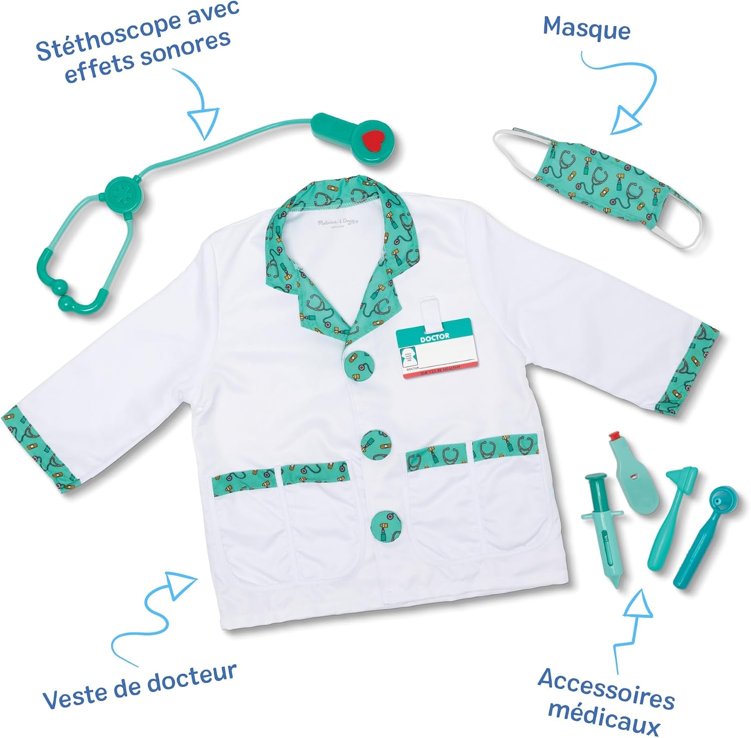 Detalle de Melissa & Doug Déguisement Pompier - Costume Enfant avec Accessoires pour Jeu d’Imitation