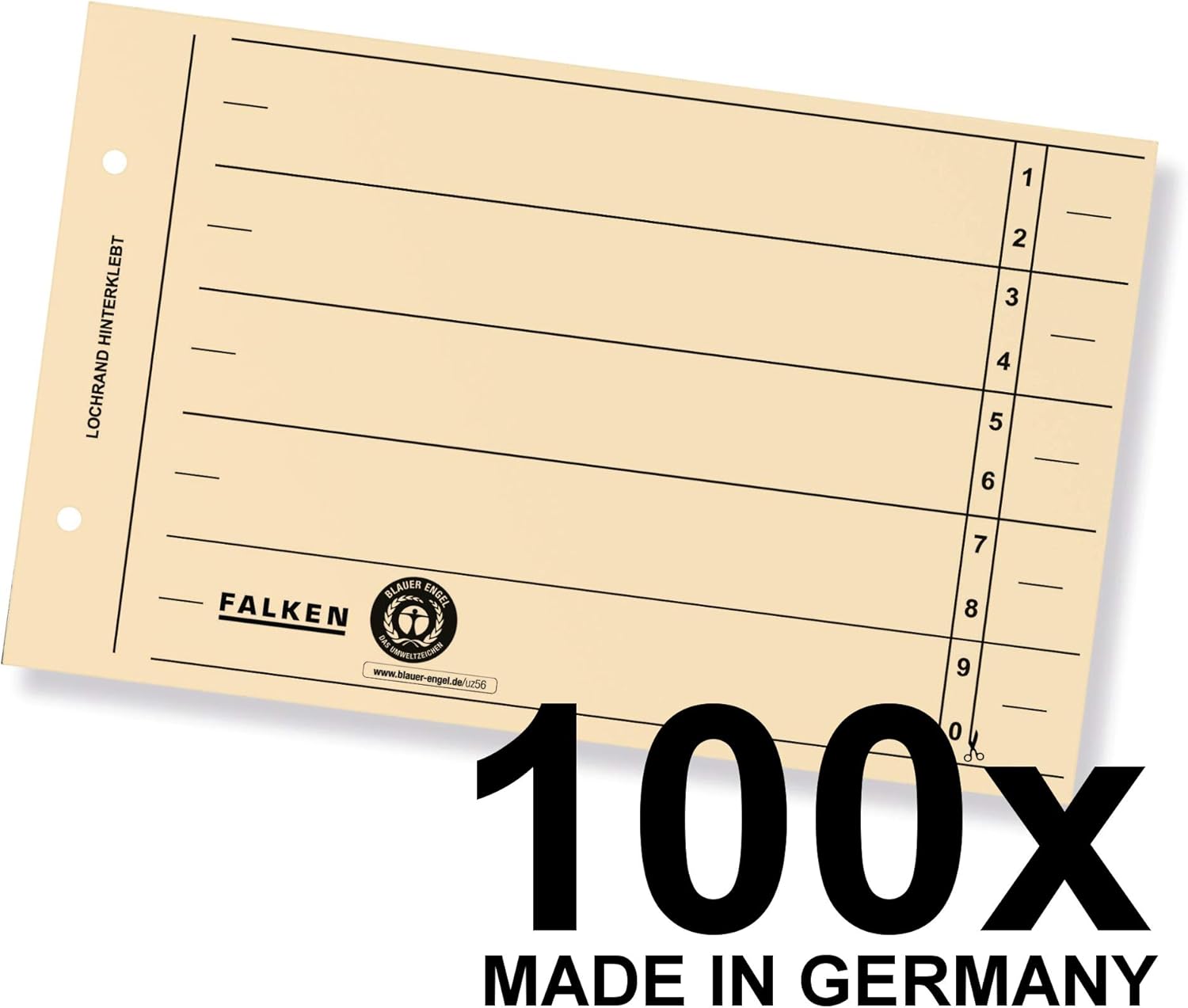 Detalle de Original Falken Trennblätter 100er Pack – DIN A5 quer, Recycling-Karton, hellchamois