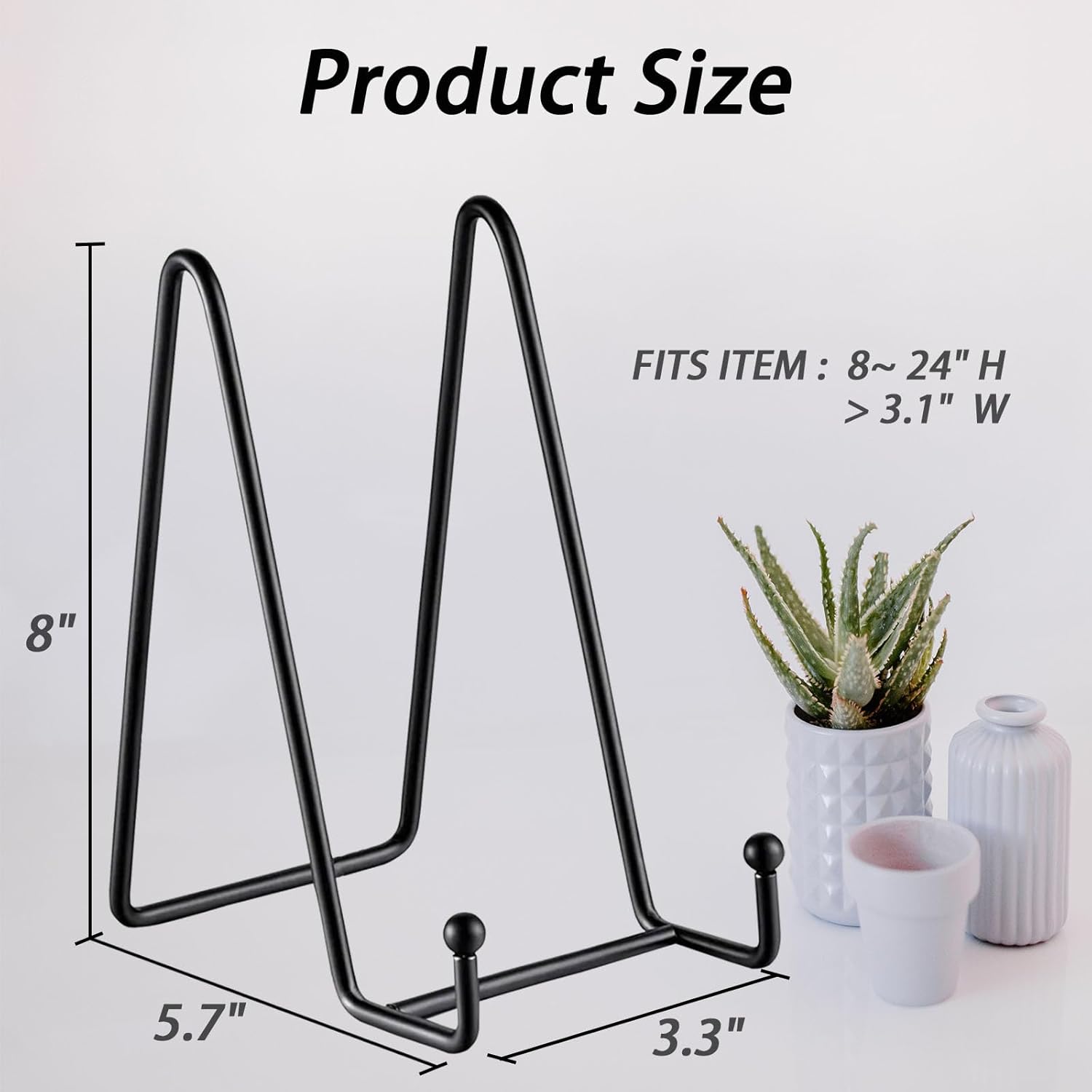 Thumbnail 1 de 4 Pack 8 Inch Plate Stands (Black Metal) for Display – Adjustable Tabletop Shelf Brackets