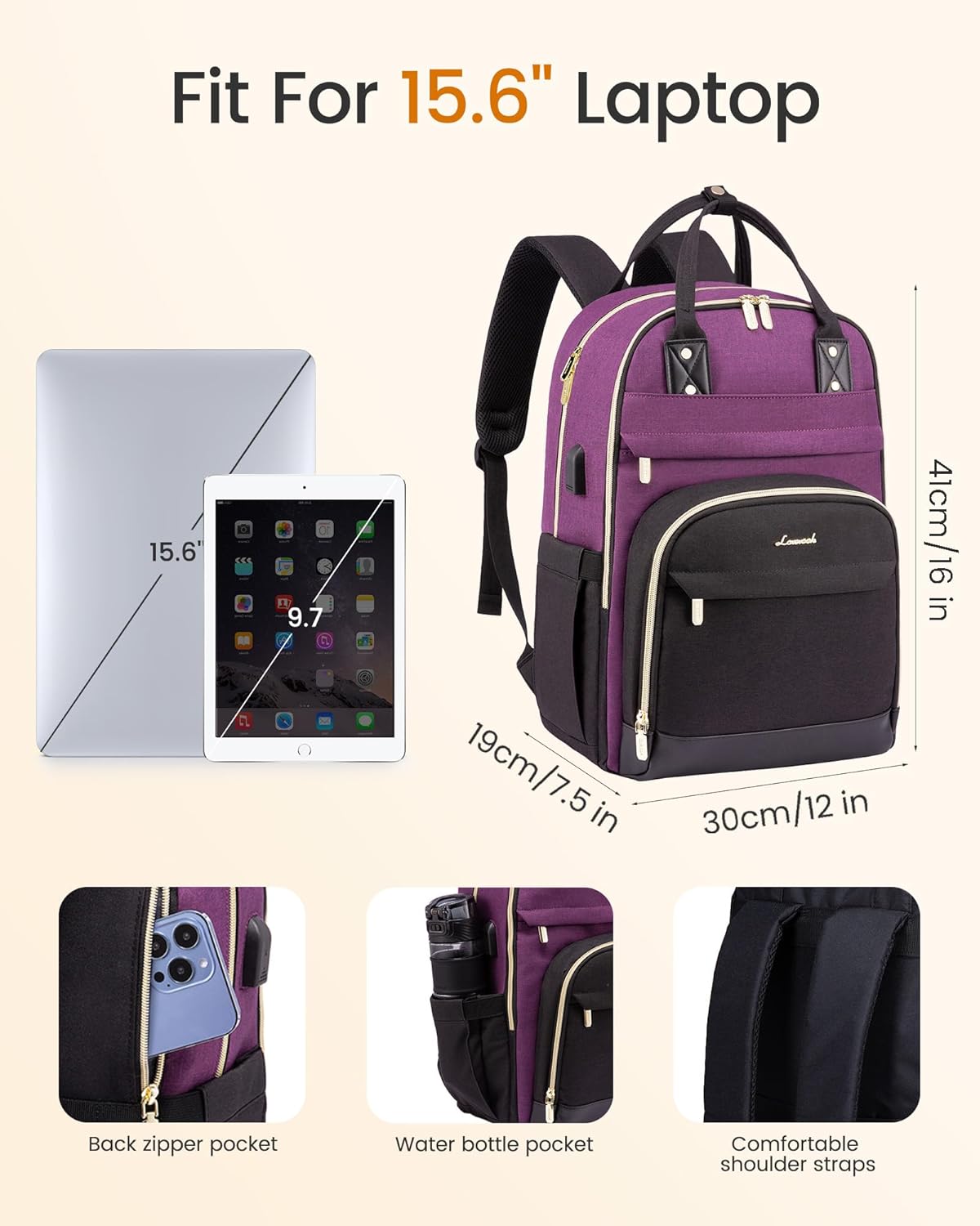 Thumbnail 2 de LOVEVOOK 15.6 inch laptop backpack 23 L