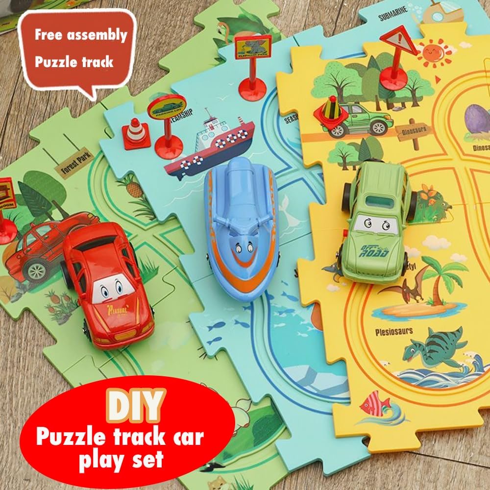 Thumbnail 3 de Puzzle Racer Kids Car Track Set: DIY Educational Rail & Race Experience