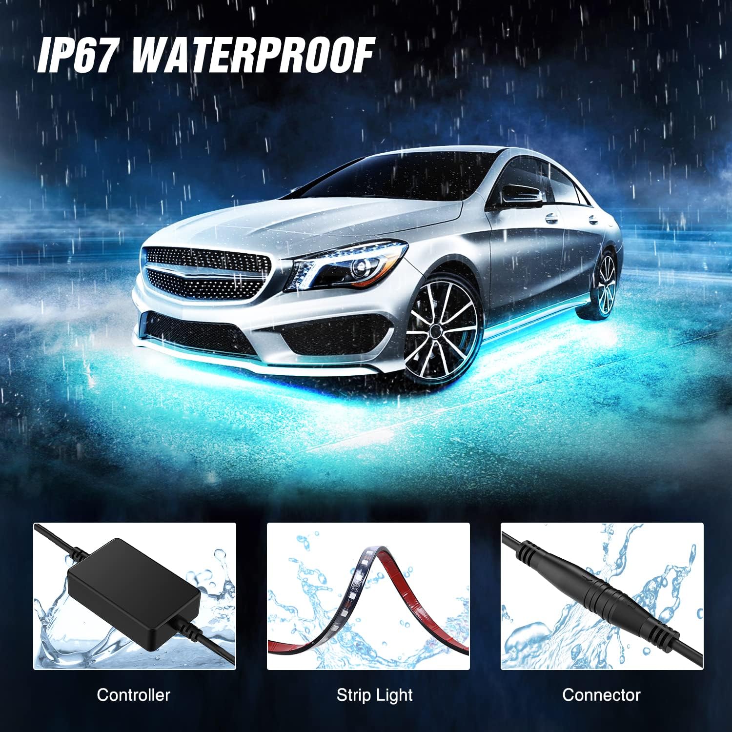 Thumbnail 5 de Nilight 4Pcs Car Underglow Neon Accent Strip Lights — 252 LEDs RGB with Sound Active Modes