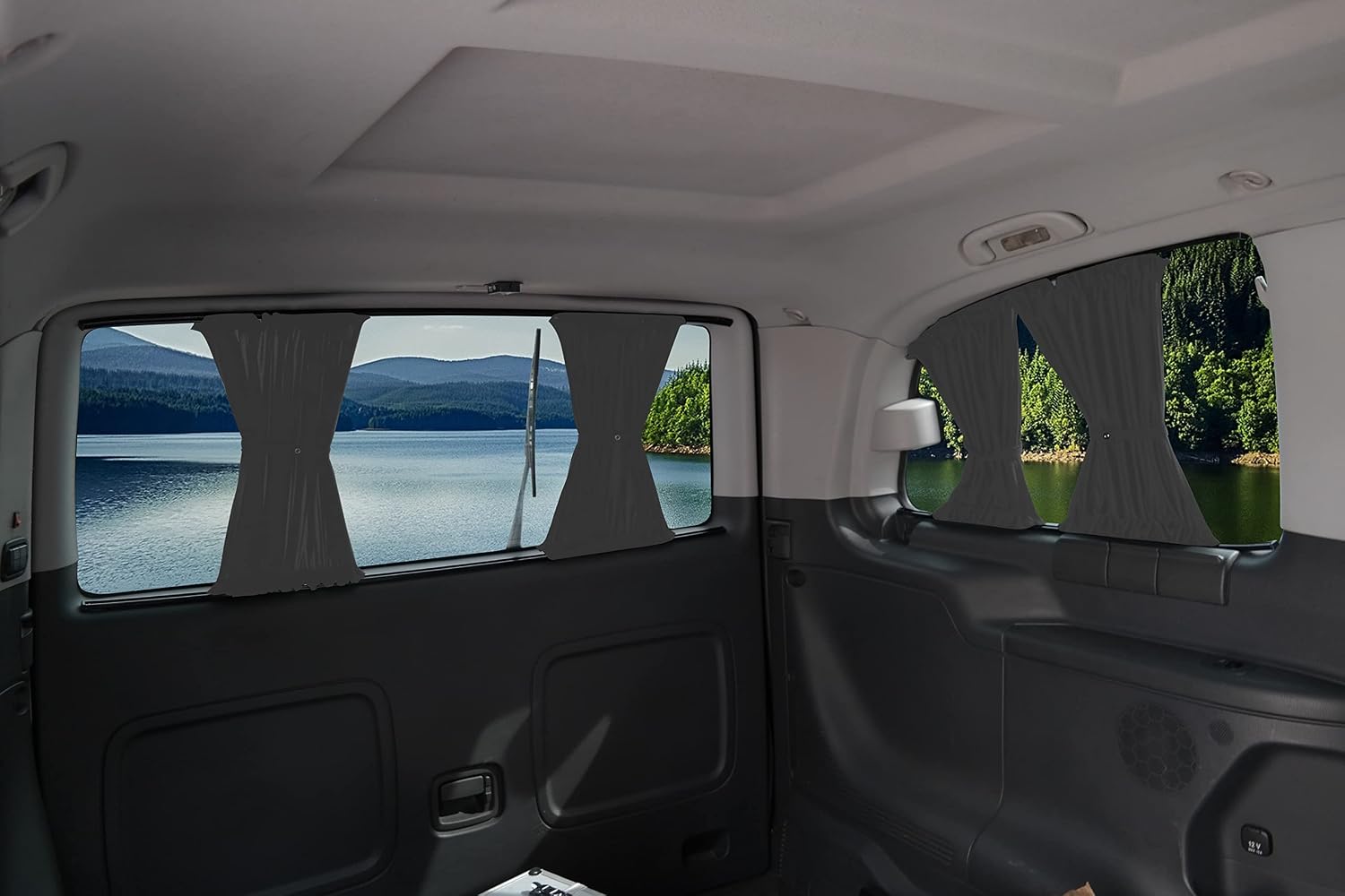 Detalle de BREMER SITZBEZÜGE Maß Gardinen Vorhänge Sonnenschutz Grau für Mercedes Vito/Viano W639 (2003–2014) – Gardinen-Set 703