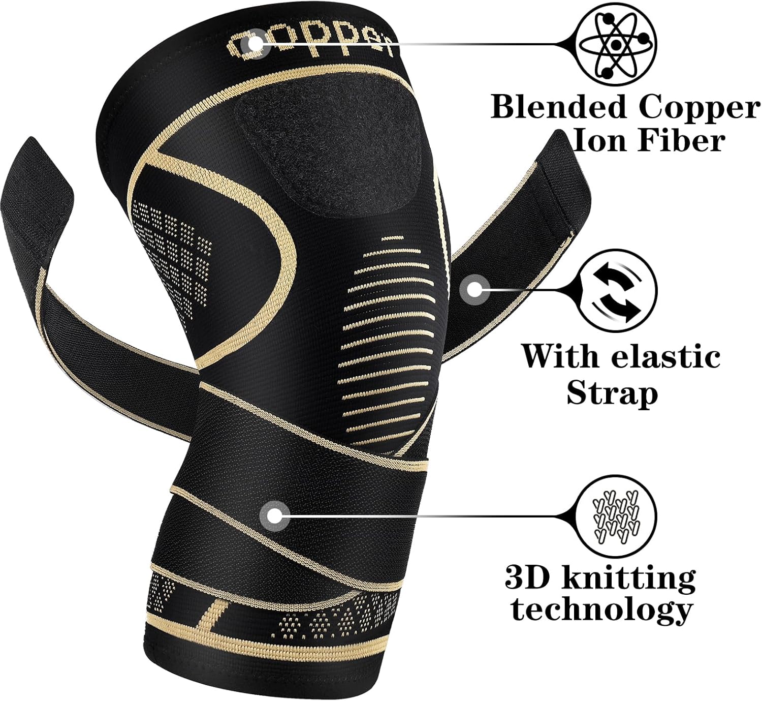 Detalle 2 de Copper Knee Braces with Strap L, Compression Sleeve for Pain 🩹
