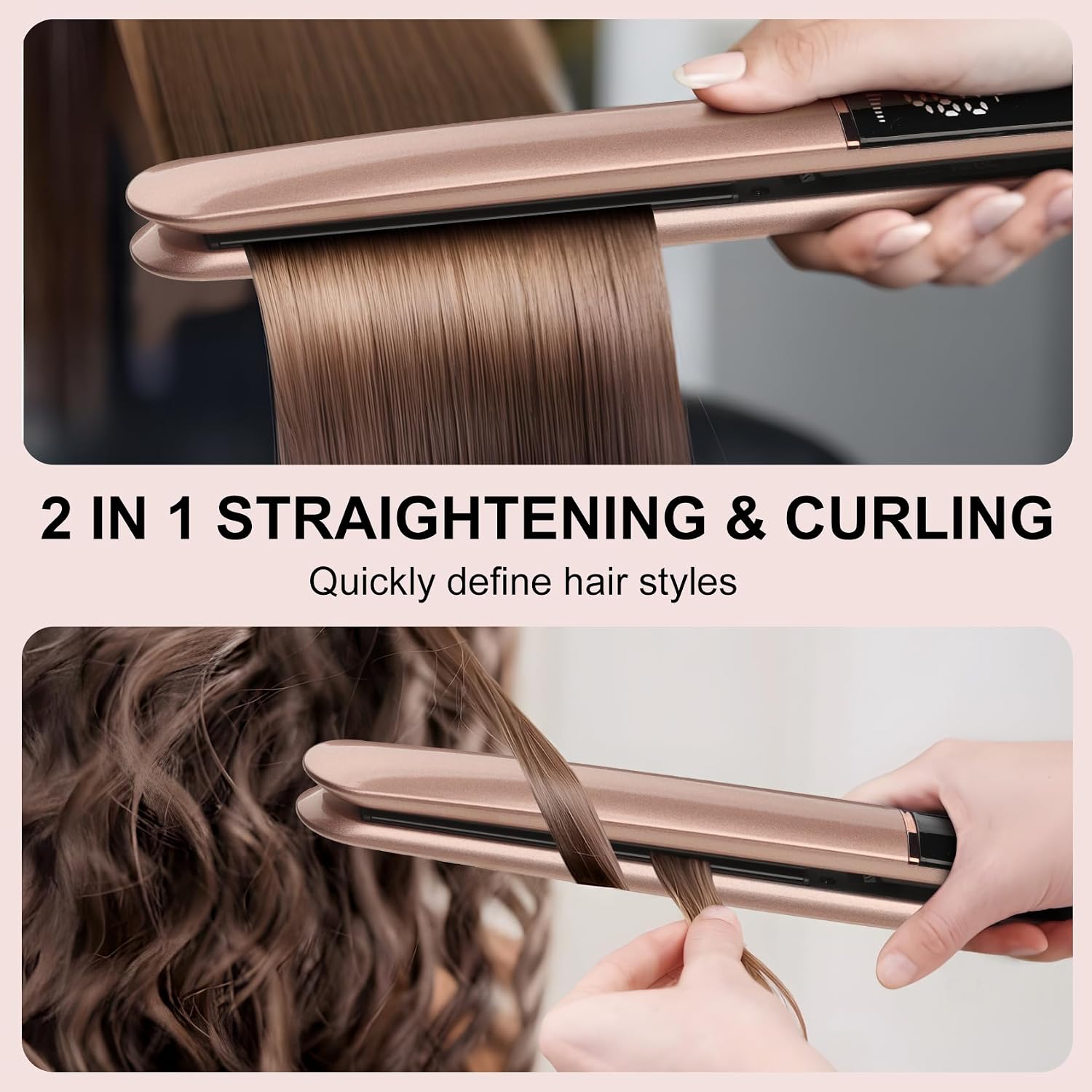 Detalle de Professional Ceramic Plates 2-in-1 Hair Straightener 230°C 💇♀