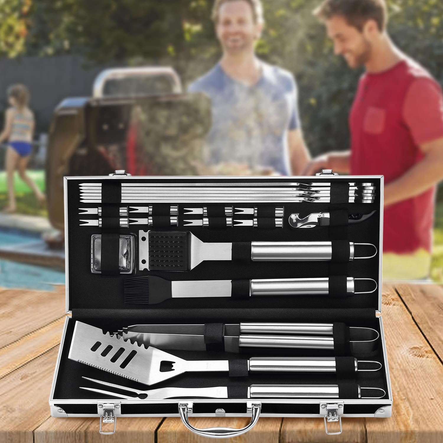 Thumbnail 6 de Grilljoy CM-C21-SS BBQ Tool Set, 22-Piece Stainless Steel Kit with Case