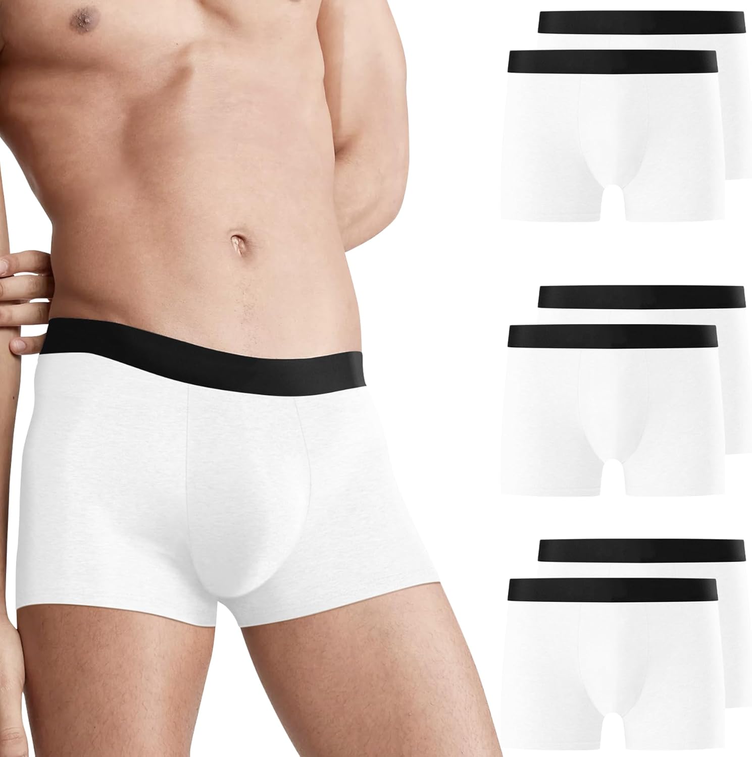Detalle de Falechay Boxershorts Herren 6er Pack – Baumwolle, elastischer Bund, hautfreundlich (Gr. S–3XL)