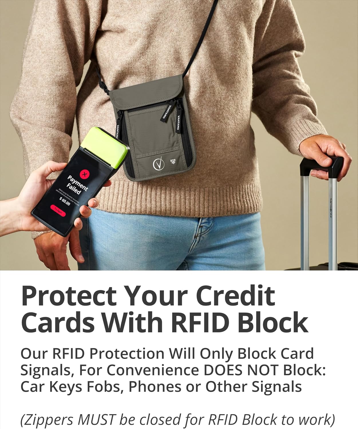 Thumbnail 2 de Vantamo Premium Neck Wallet RFID Travel