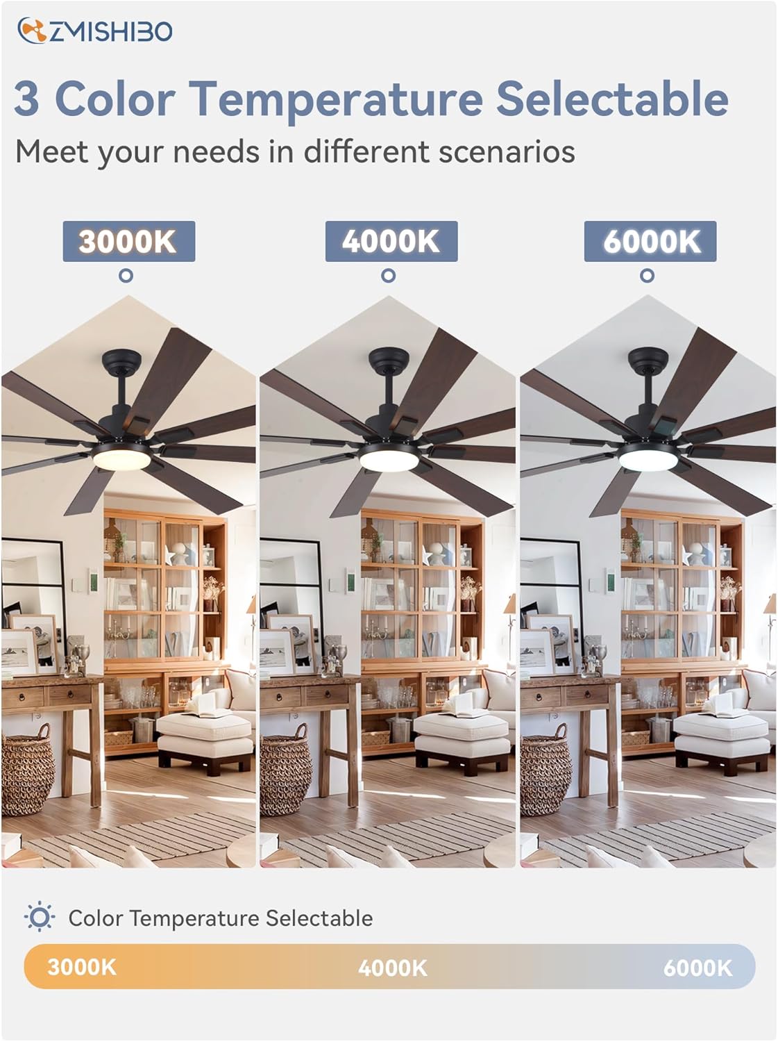 Thumbnail 6 de ZMISHIBO 72-inch Ceiling Fan with Lights