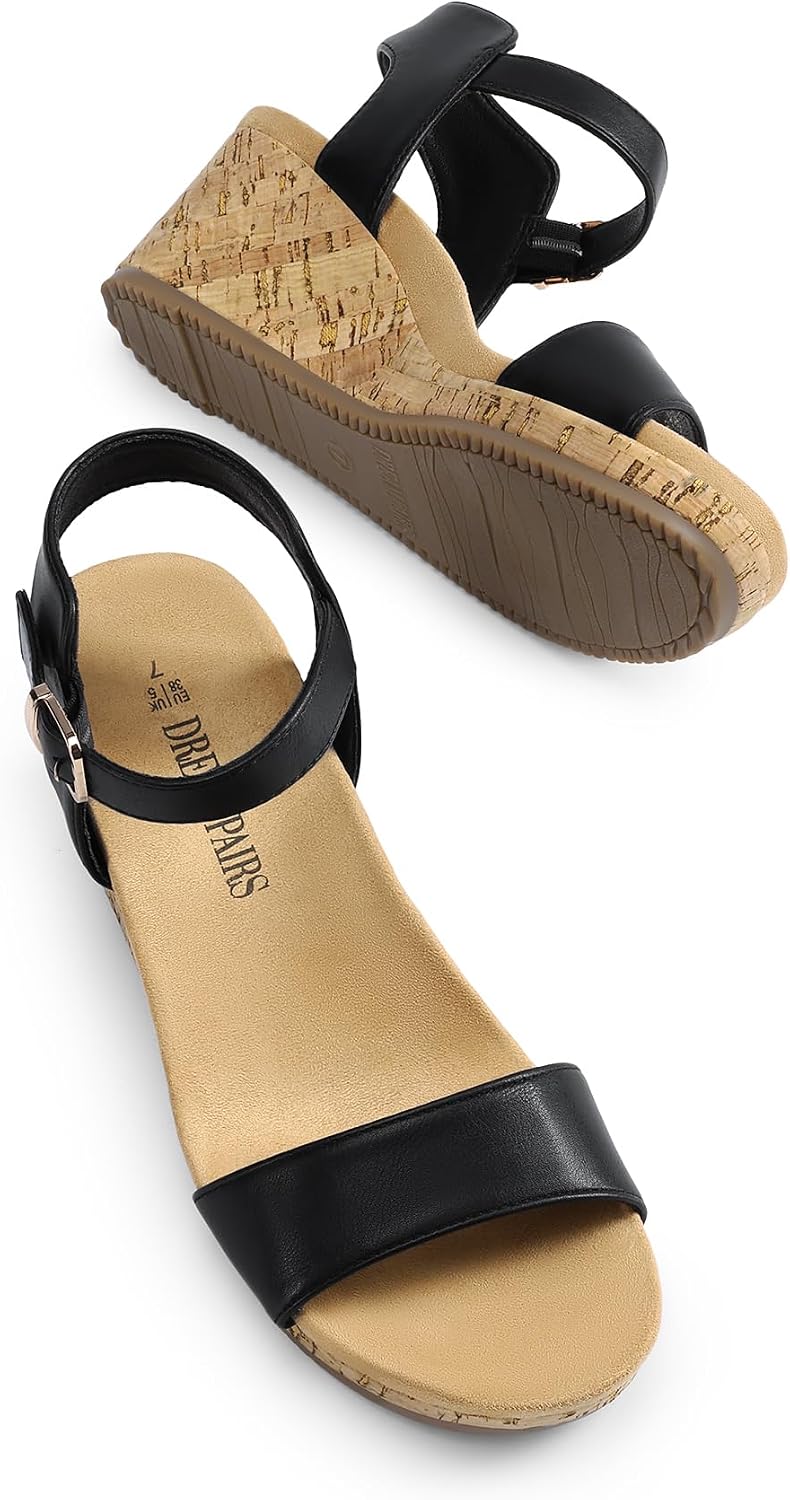 Thumbnail 3 de DREAM PAIRS Women’s Open Toe Buckle Ankle Strap Platform Wedge Sandals