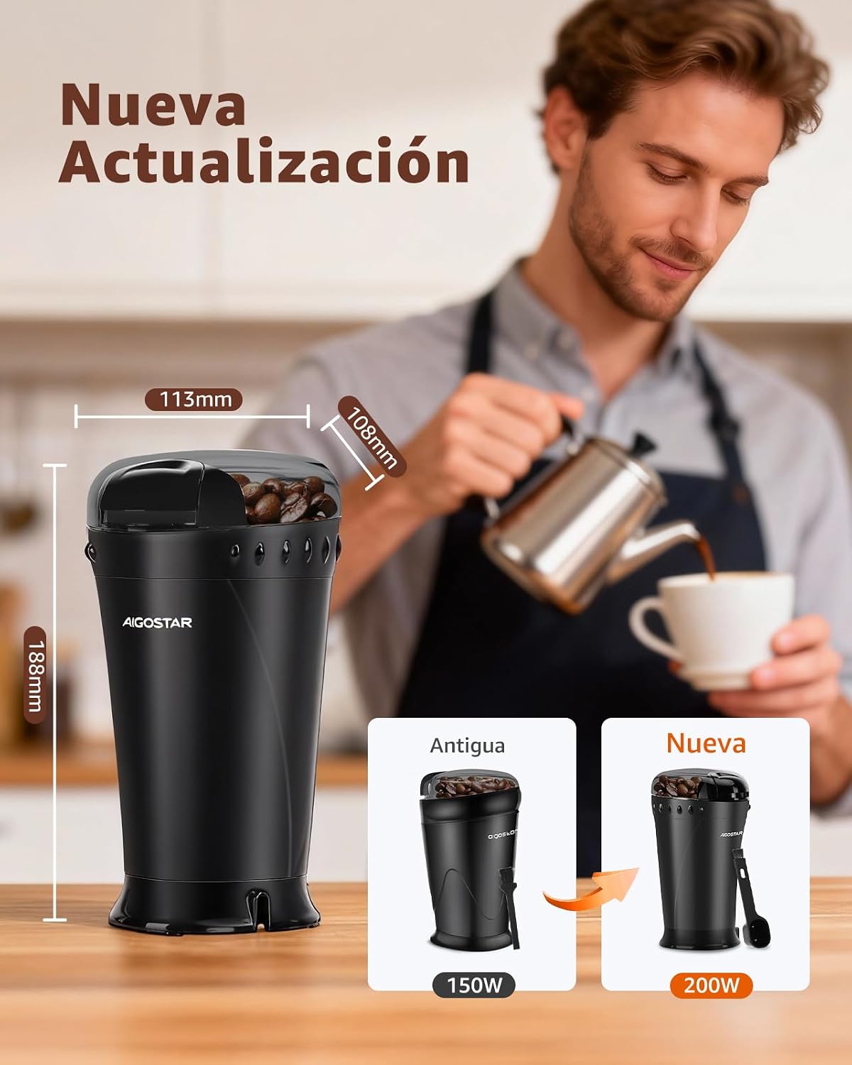 Detalle 2 de Aigostar Molinillo Cafe 200W
