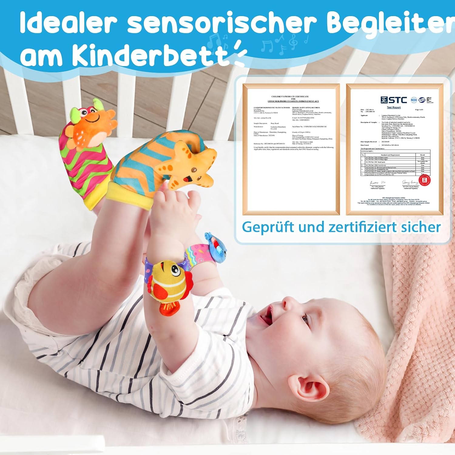 Thumbnail 5 de URMYWO 4Pcs Rassel Baby Socken