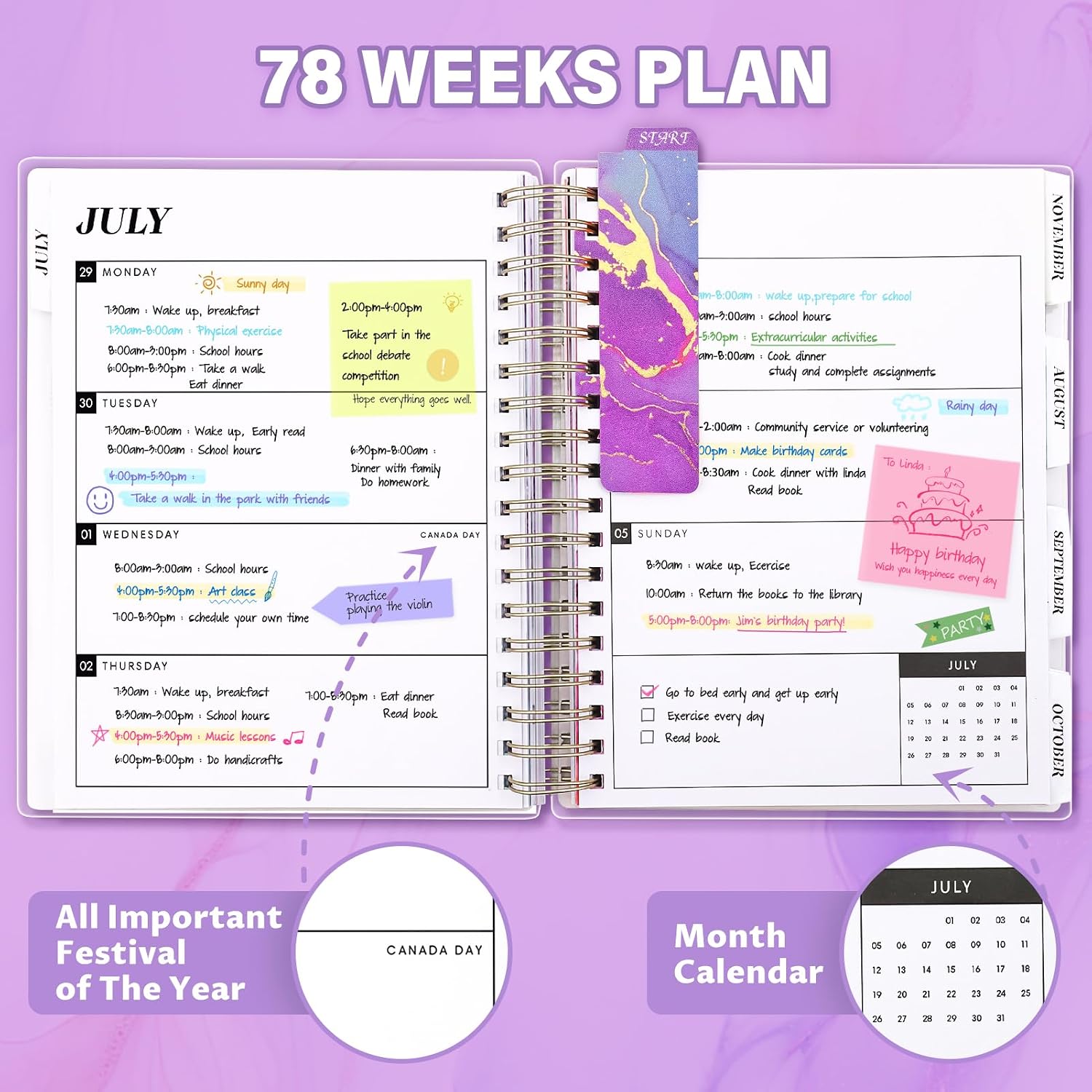 Detalle 1 de montcool 2026-2027 Academic Planner, 18-Month Daily, Weekly and Monthly, 7.9 x 9.8 in