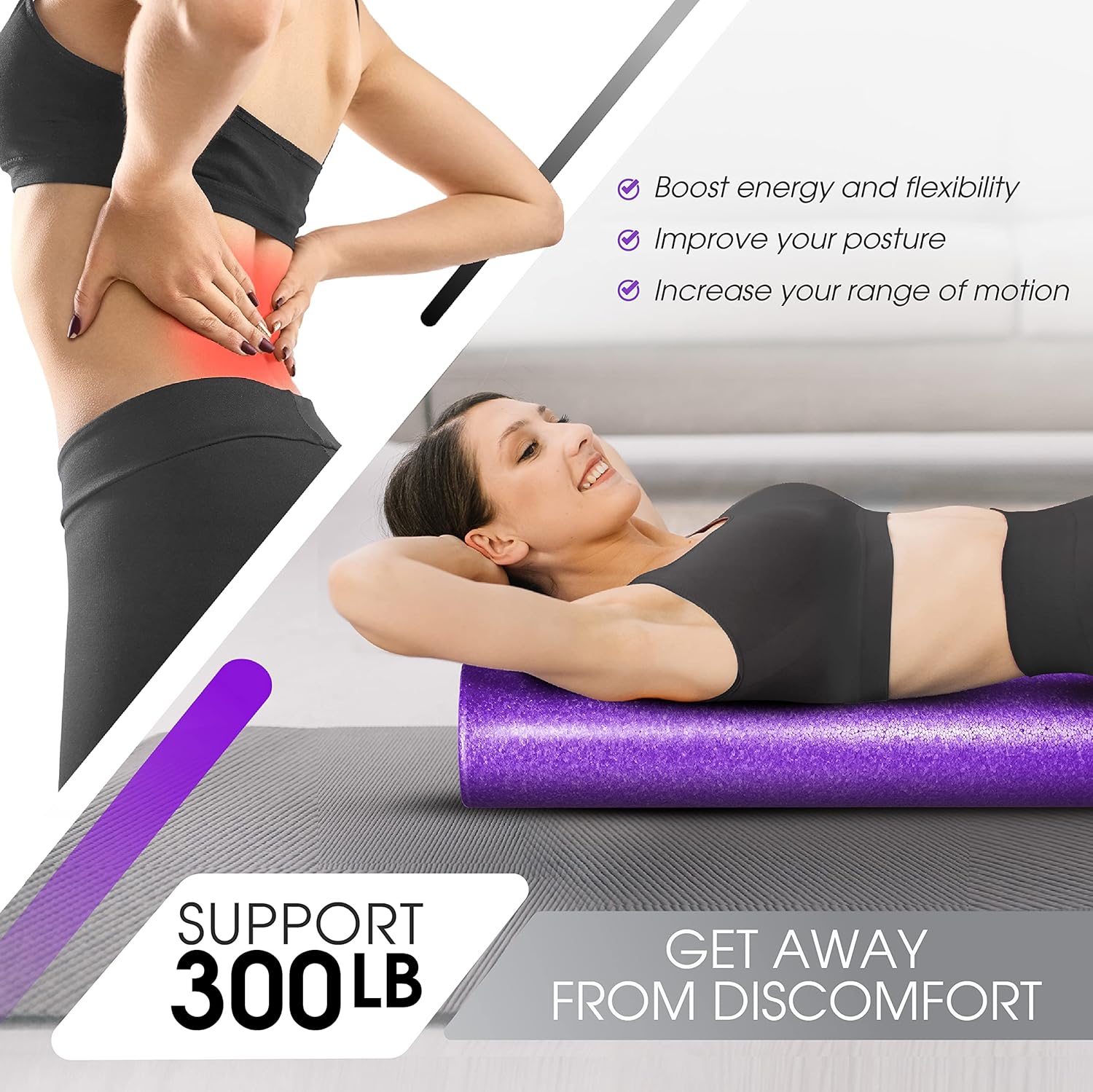 Detalle 2 de Yes4All High-Density EPP Round Back Roller Foam – 30, 45, 60 & 90 cm