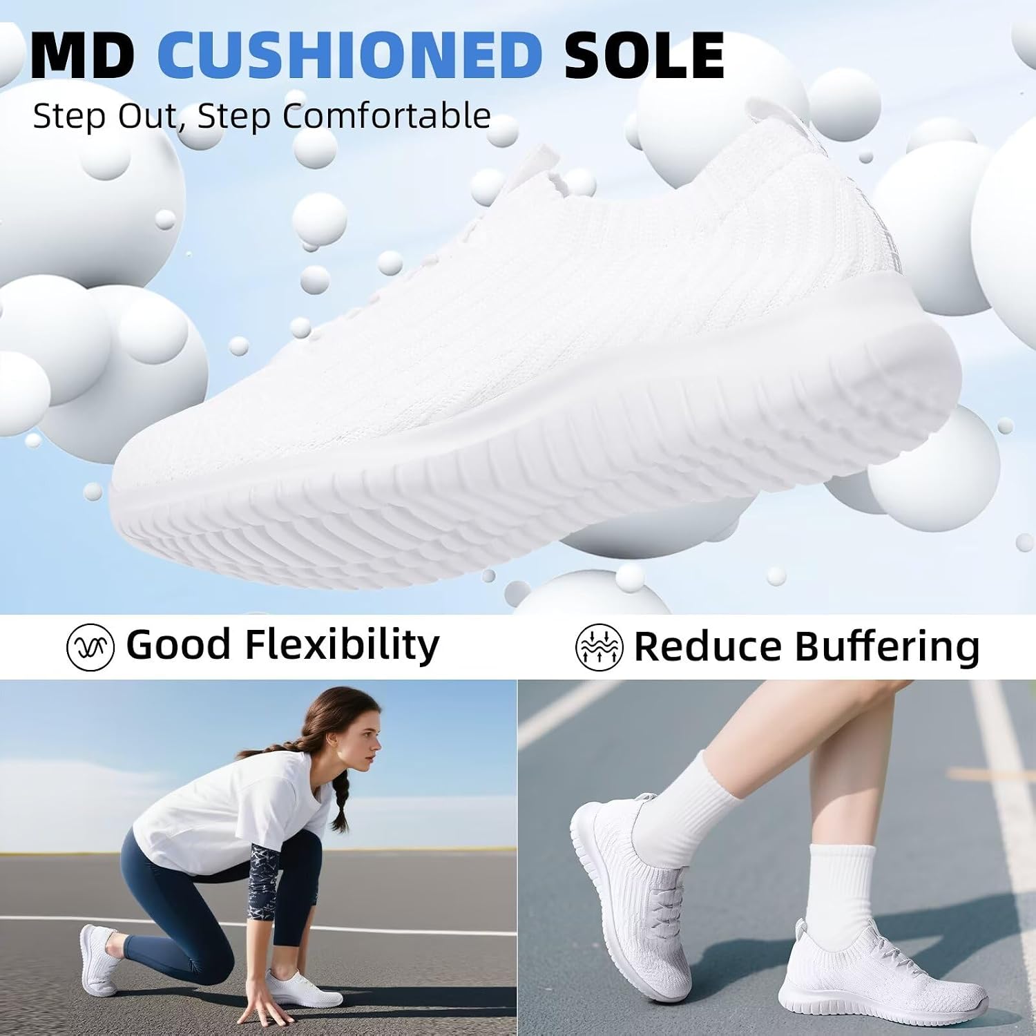 Detalle de TIOSEBON Slip On Shoes Women: Lightweight, Breathable Walking Trainers with Memory Foam