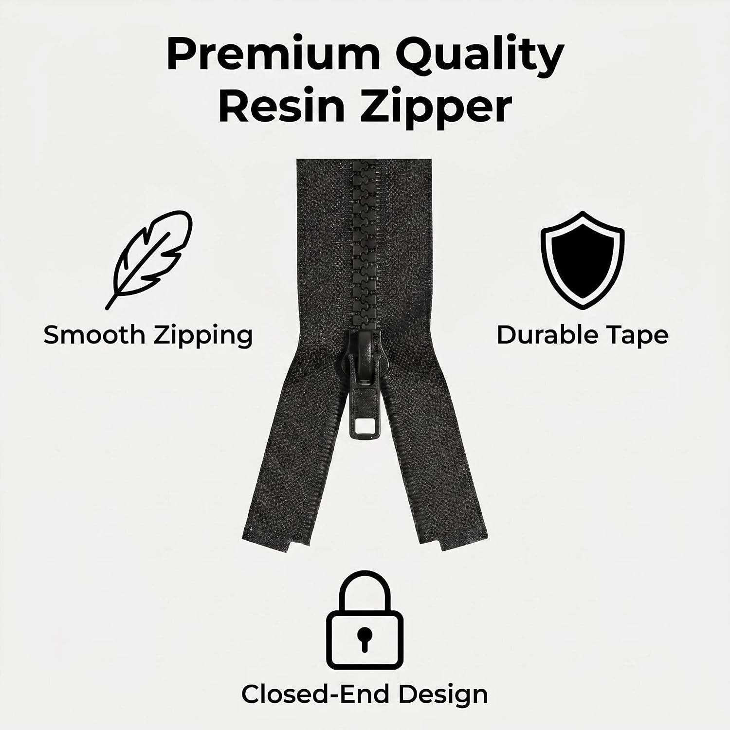 Detalle de Sawoake #5 42-Inch Separating Jacket Zippers, Black Plastic, 2-Pack