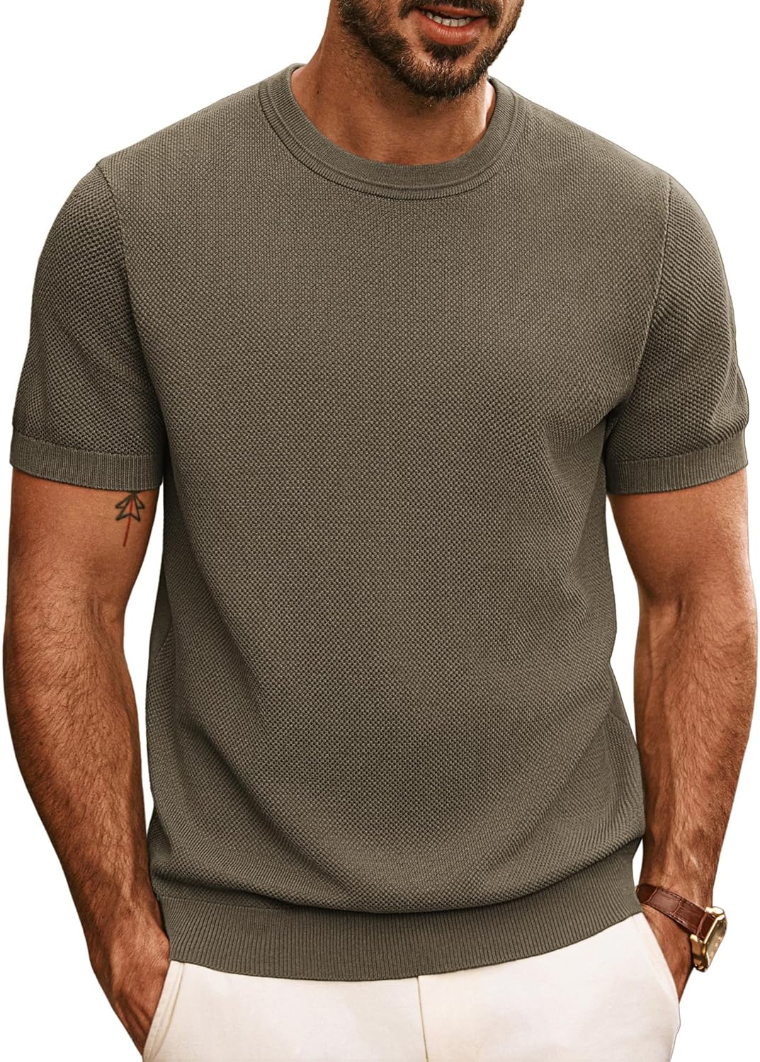 Thumbnail 5 de PJ PAUL JONES Herren Kurzarm Sommerstrick-T-Shirt mit Rundhals