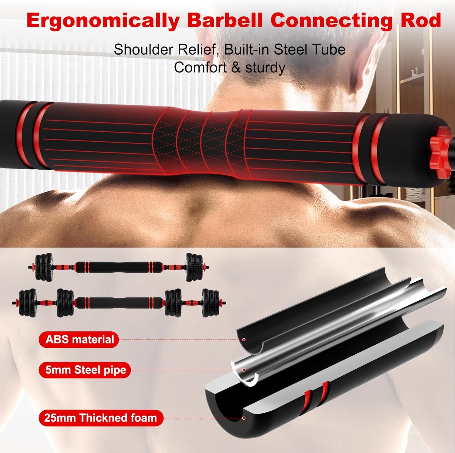 Thumbnail 3 de SCEPKN Adjustable Dumbbell Set (10/20/30/45/70/90 lbs) — 4-in-1 Free Weight System for Home Gym