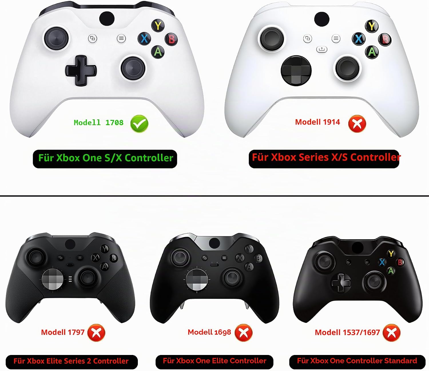 Detalle 2 de eXtremeRate Frontgehäuse für Xbox One S/X Controller (Modell 1708) – DIY Frontplate inklusive Schraubendreher