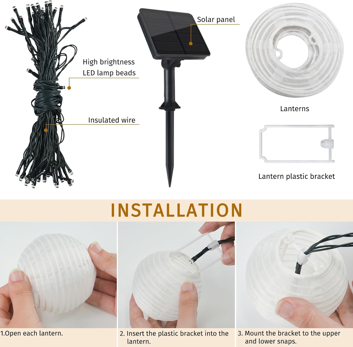 Thumbnail 5 de SonPen Solar Lichterkette außen mit Lampions, Upgrade-Solarmodul und 30 LED, 11 m