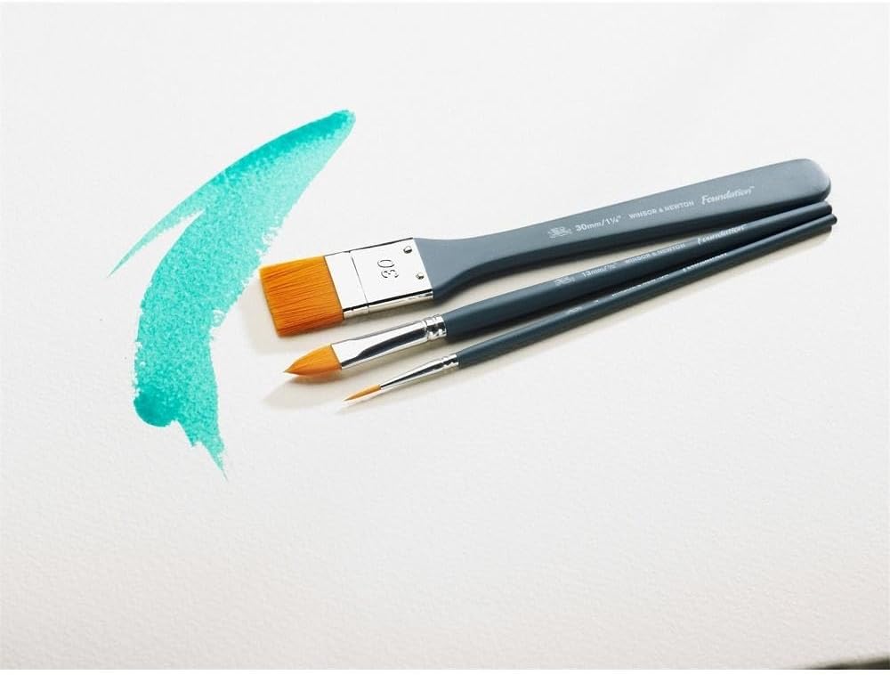 Detalle de Winsor & Newton Foundation Pinceaux Acrylique Synthétique Blanc, X6, Manche Court