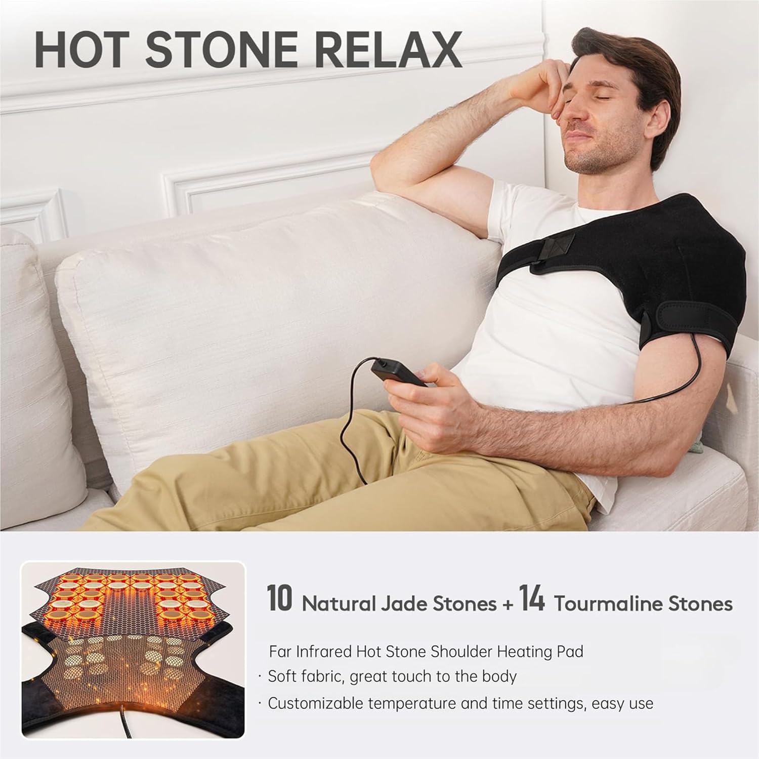 Detalle de UTK Far Infrared Shoulder Heating Pad with Natural Jade, 7 Settings