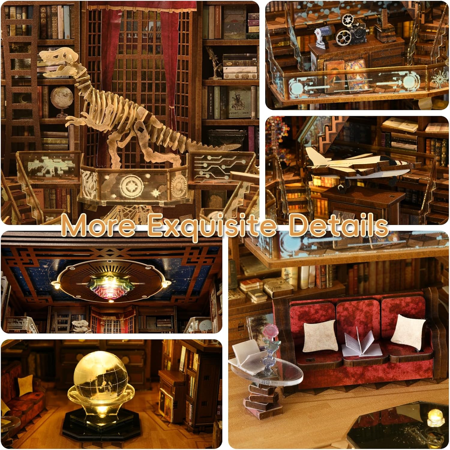 Detalle 2 de Minicity Book Nook Kit DIY bookend with LED light