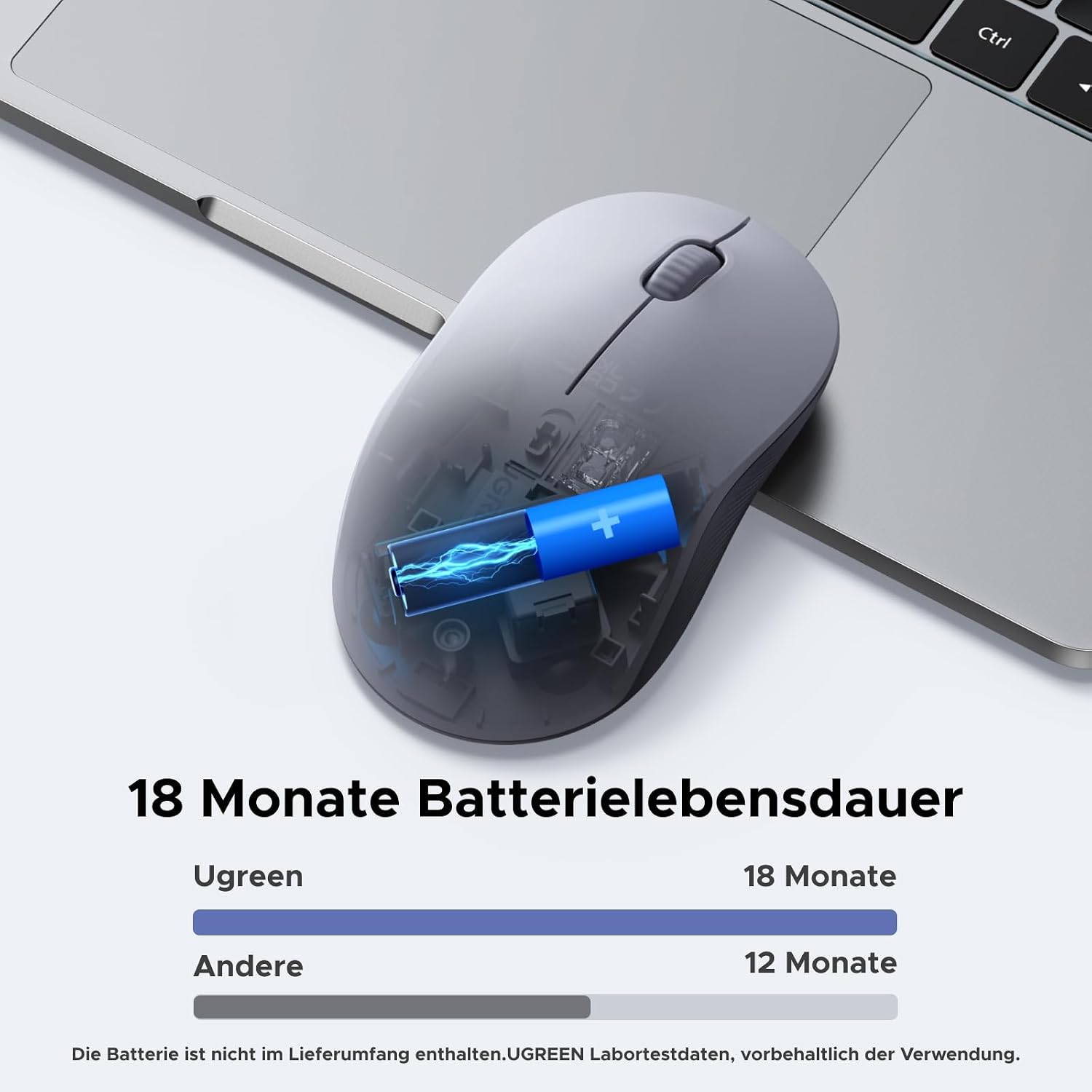 Detalle de UGREEN 2.4G & Bluetooth Maus kabellos (4000 DPI, 18 Monate Akkulaufzeit) – ergonomisch für Links- und Rechtshänder