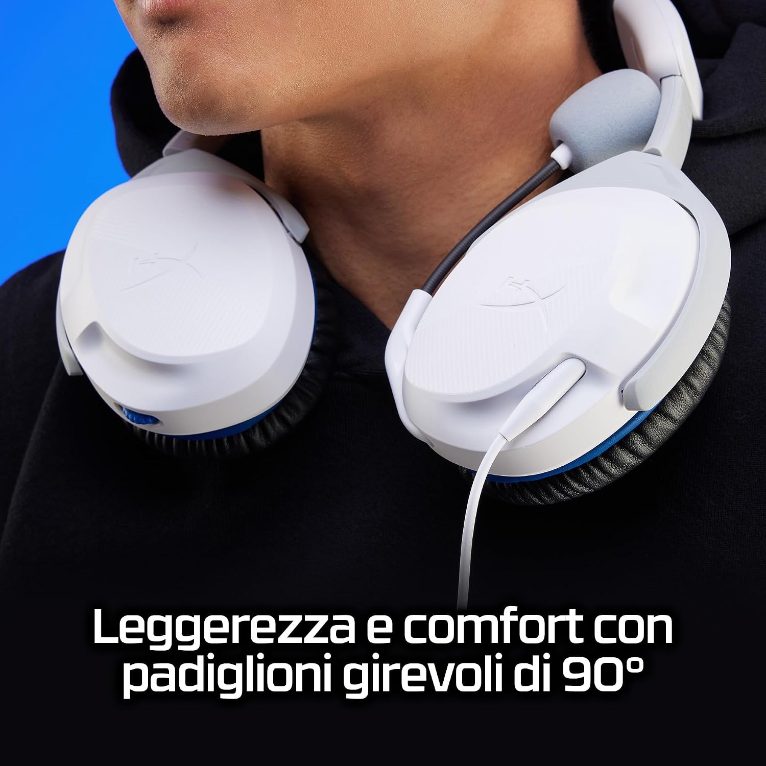 Detalle de HyperX Cloud Stinger II – Cuffie da gaming cablate 3,5 mm con memory foam e microfono swivel-to-mute, bianco