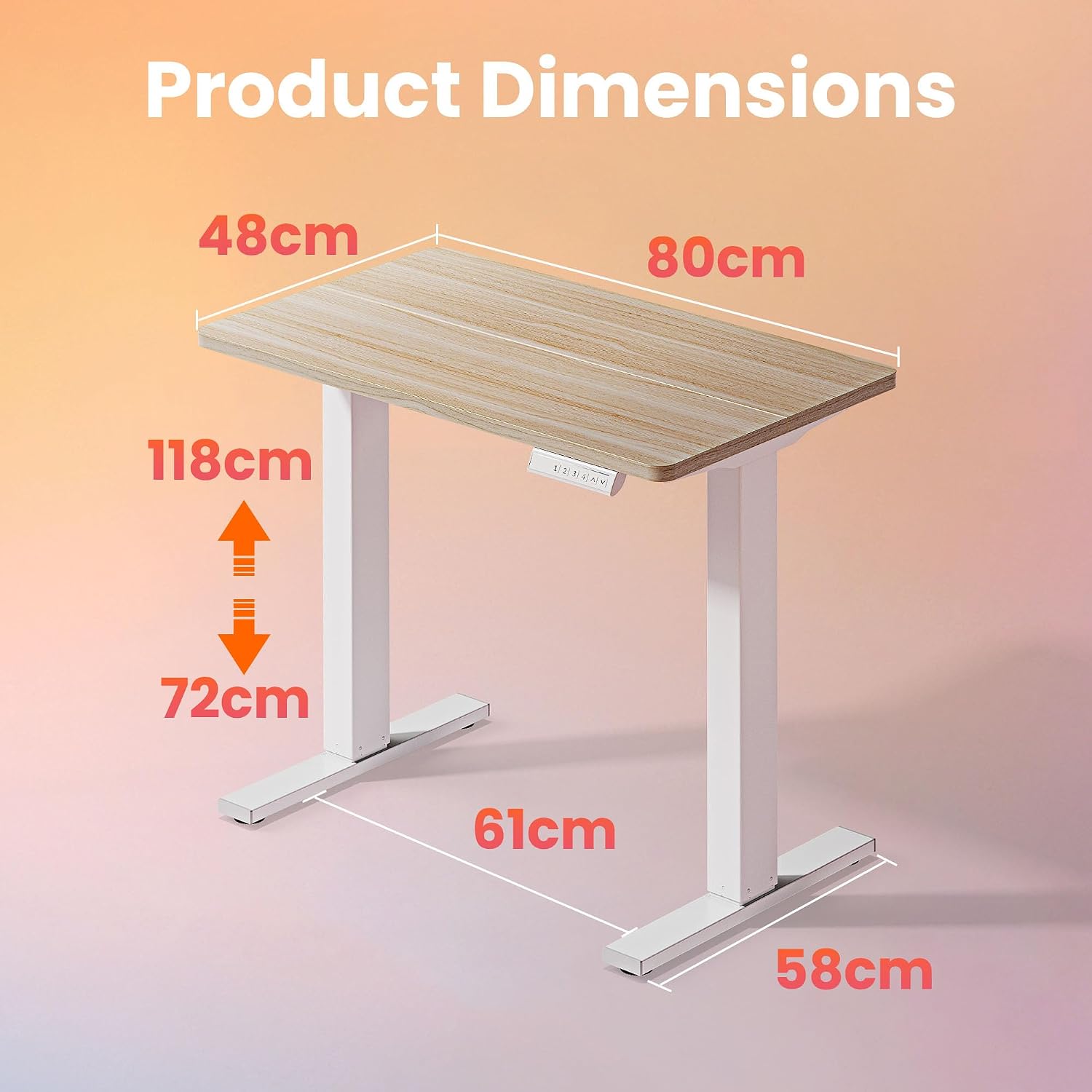 Detalle de HUANUO 80cm Electric Standing Desk with 4 Memory Settings