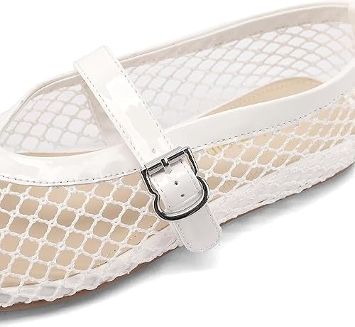 Thumbnail 4 de Barley Direct Mesh Ballet Flats for Women – White, Wide Width