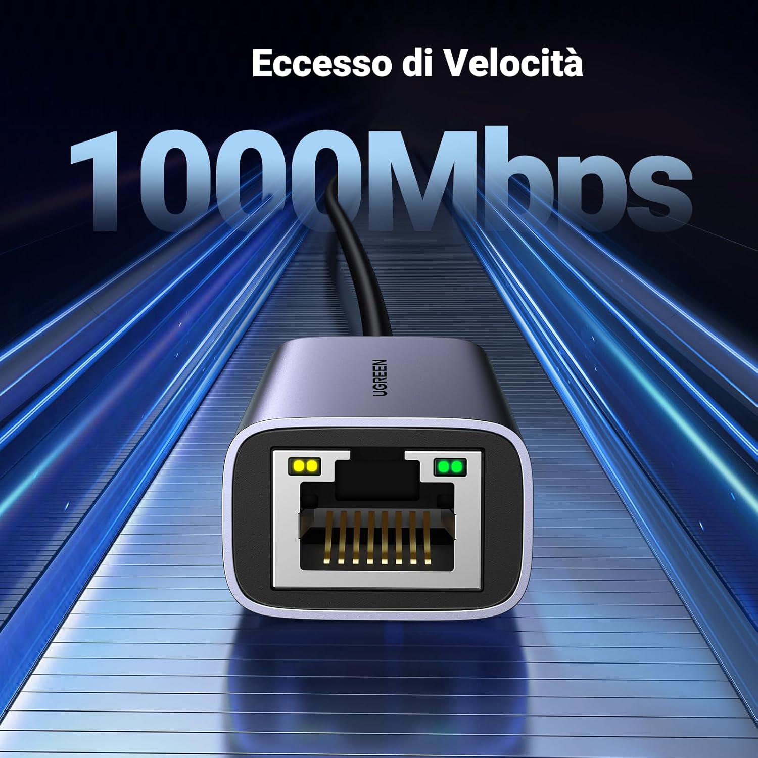 Thumbnail 1 de UGREEN Adattatore Ethernet USB-C Gigabit 1000Mbps in alluminio: RJ45 per iPhone, MacBook, Galaxy e altro