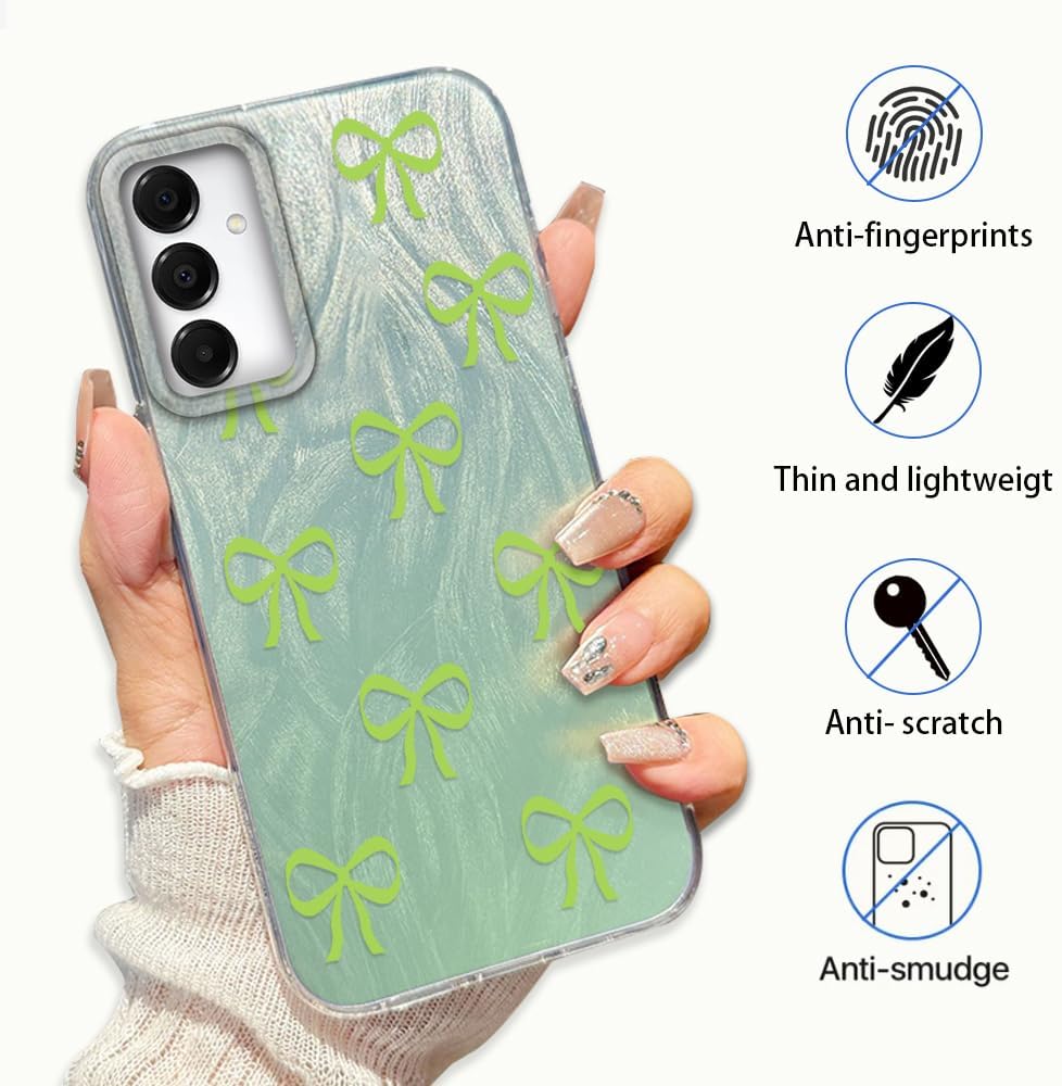 Detalle de Tedyhulle Hülle für Samsung Galaxy A25 5G – Dünn, stoßfest und stilvoll mit Grün-Band-Fliege Print