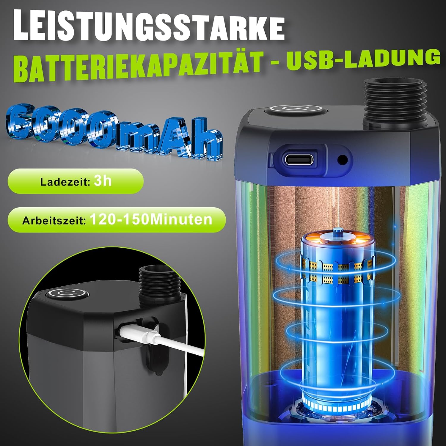Thumbnail 1 de Spopal Camping-Dusche tragbar (6.000 mAh) mit Pumpe & Temperaturanzeige – Outdoor-Set für Garten, Strand & Reisen