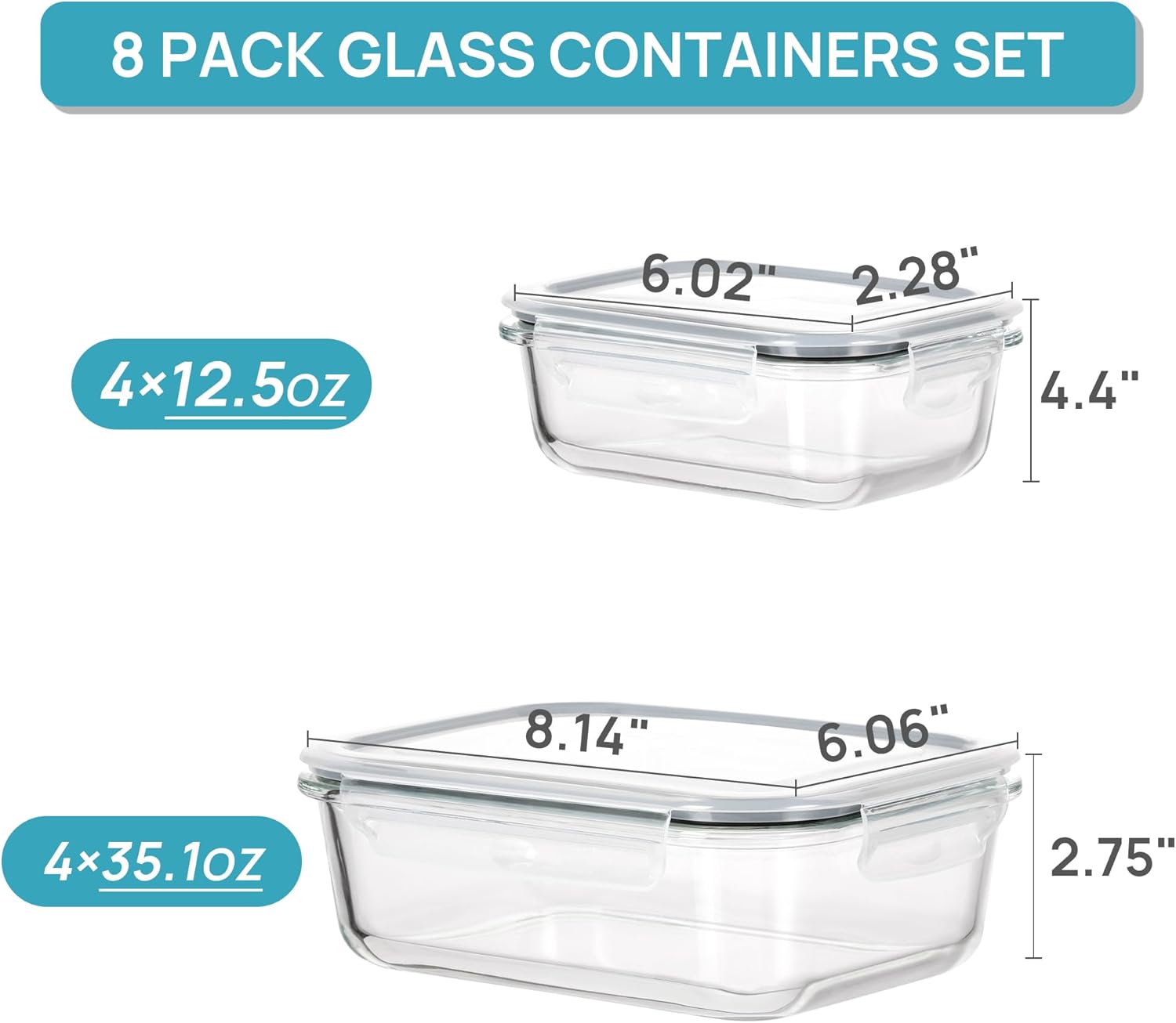 Thumbnail 1 de Vtopmart Glass Containers with Lids 8 Pack
