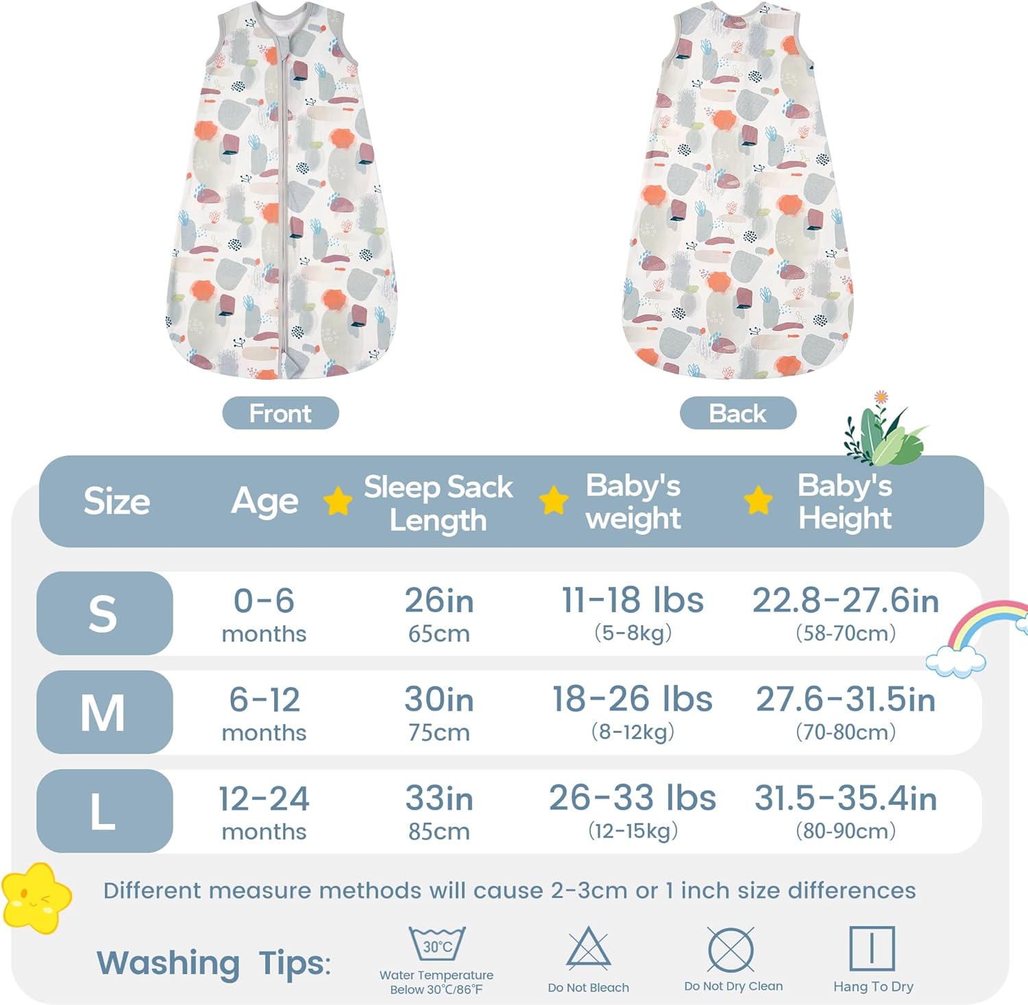 Thumbnail 5 de ZIGJOY Baby Sleeping Bag 0.5 Tog (100% cotton) grey stone sea – newborn to 12–24 months