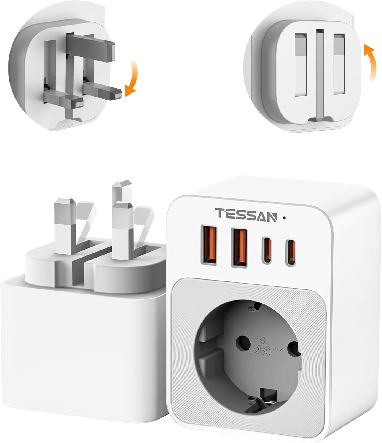 Detalle de TESSAN Adapter England Reiseadapter 6×4×8cm 🔌